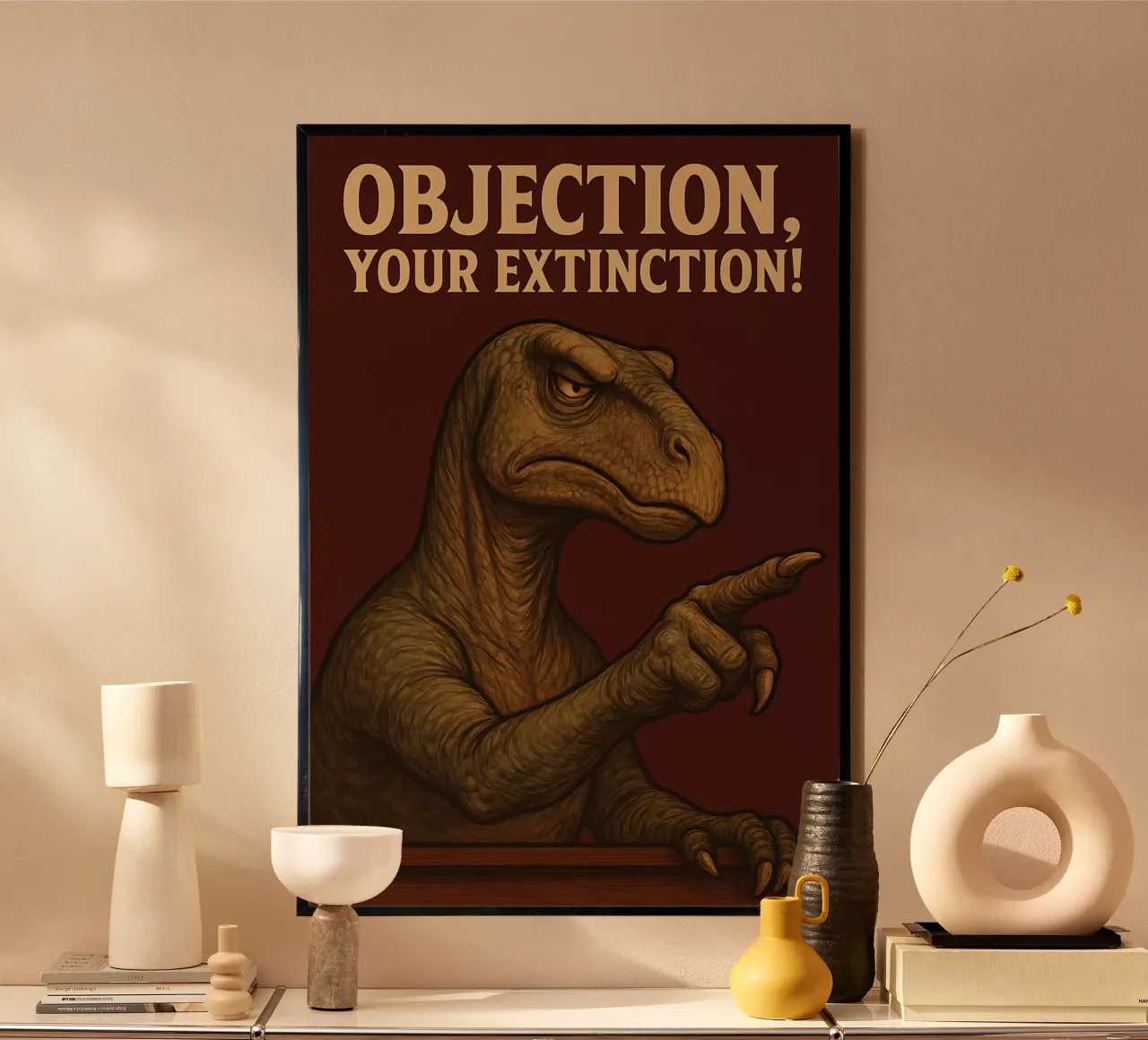 Funny Iguanodon Meme poster con telaio in plastica da Funny Humor Art