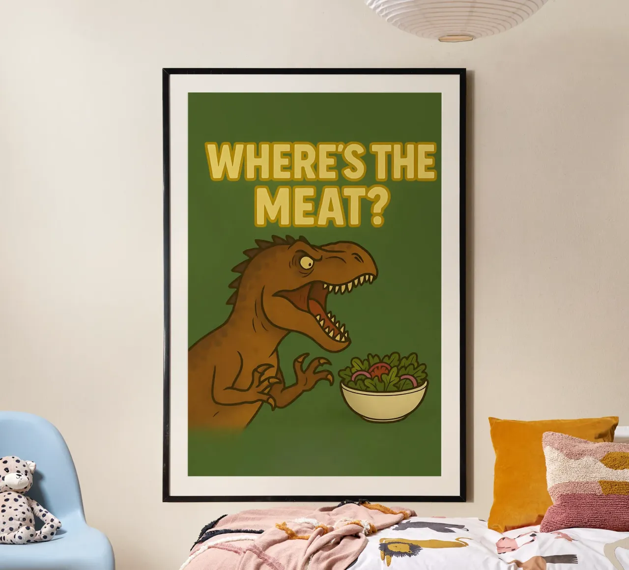 Funny Giganotosaurus Meme poster con telaio in plastica da Funny Humor Art