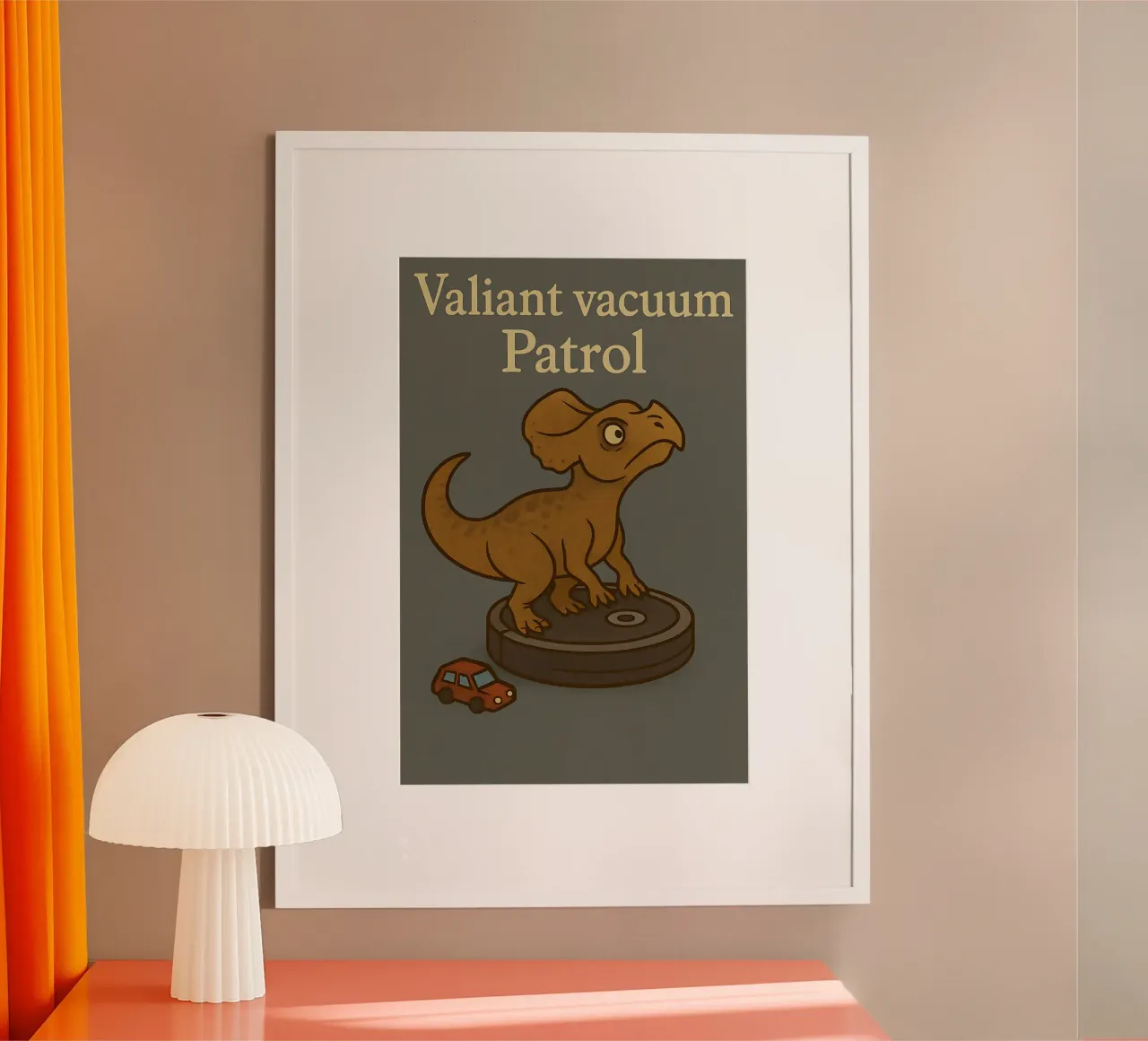 Divertido Protoceratops Meme poster con marco de madera de Funny Humor Art