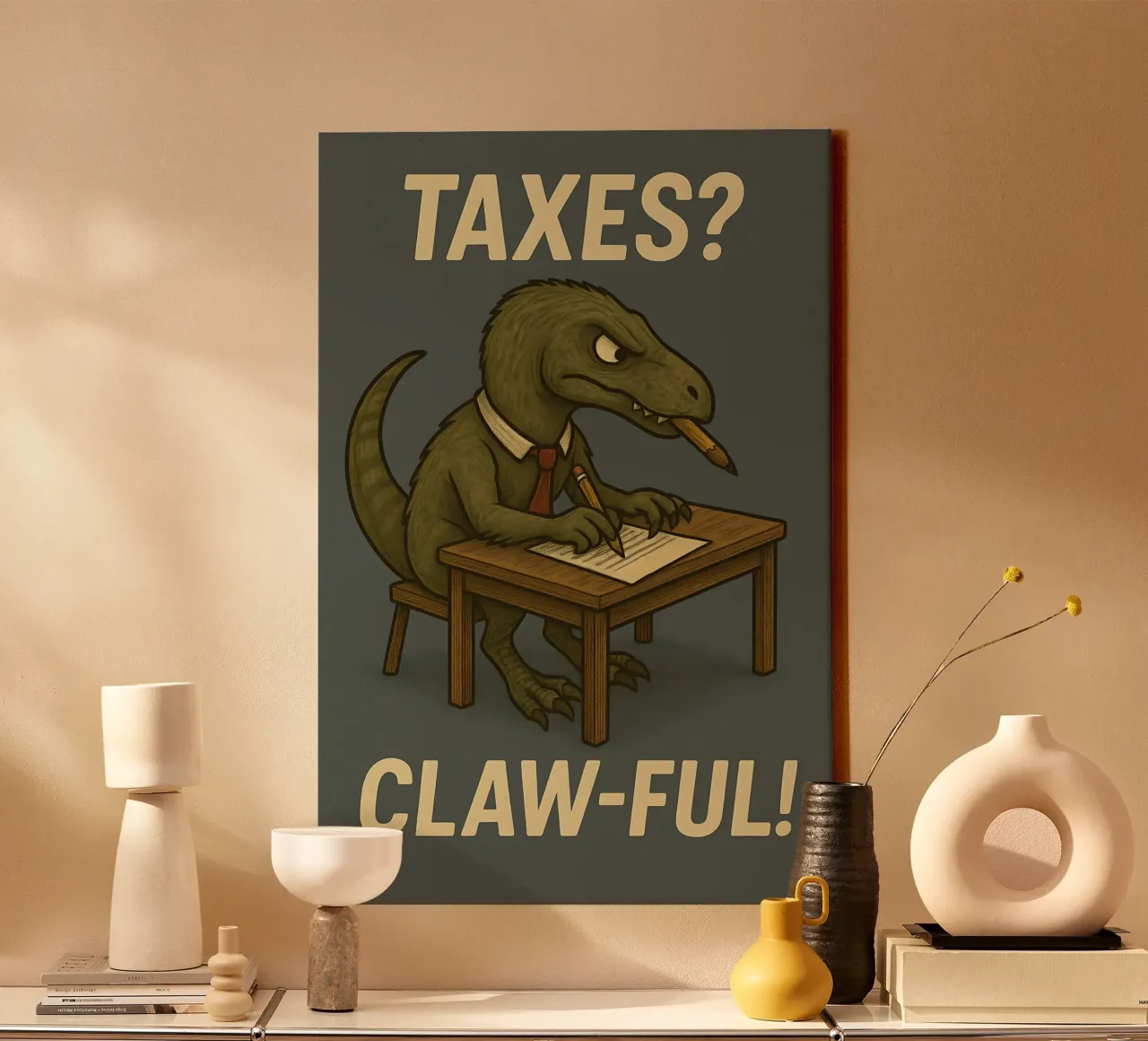 Funny Deinonychus Meme canvas with Floater frame by Funny Humor Art