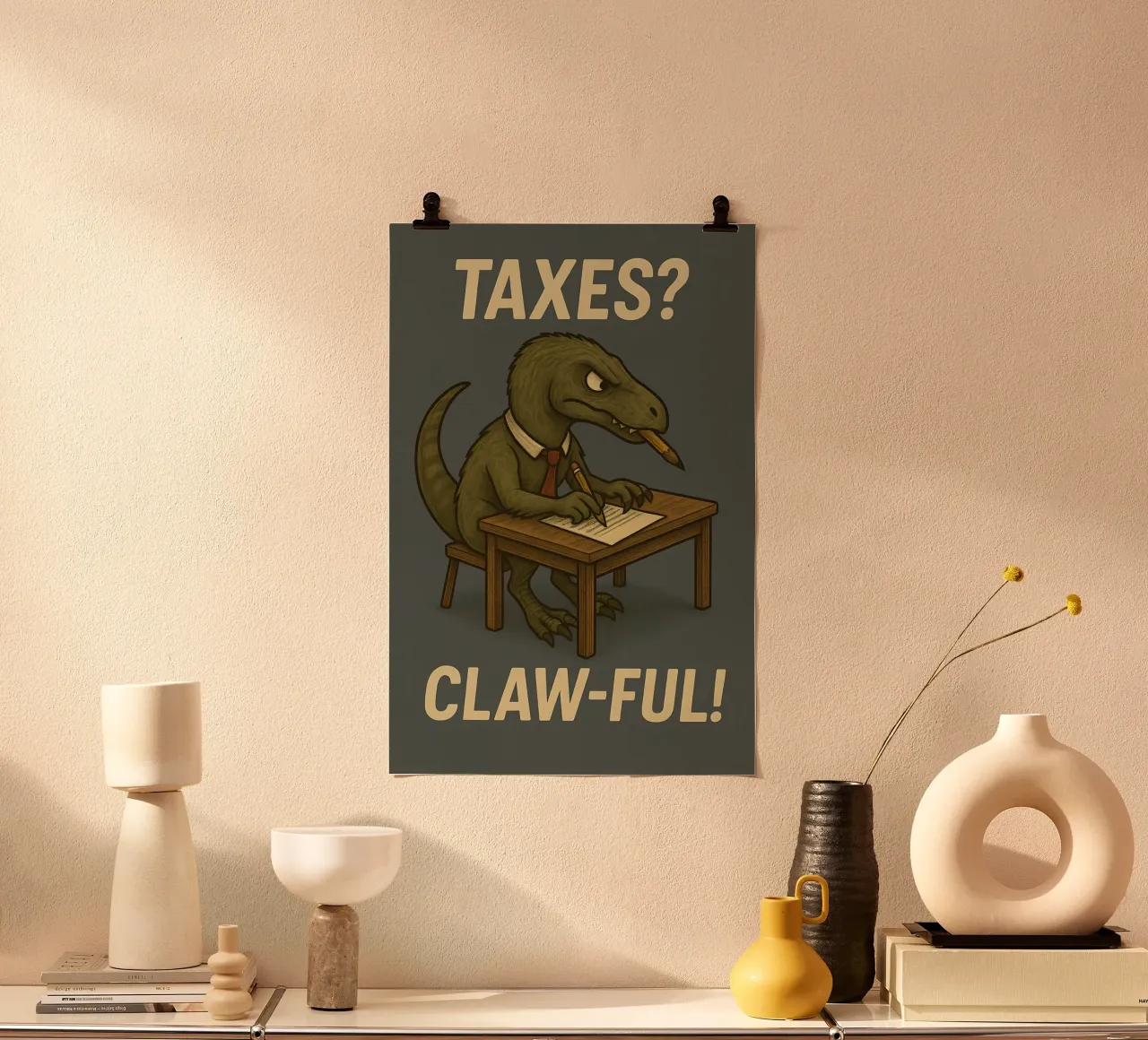 Divertente il meme del deinonichio poster con telaio in plastica da Funny Humor Art