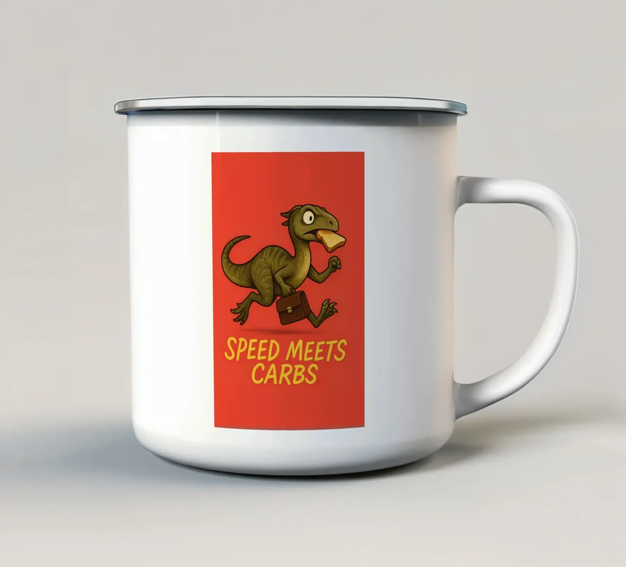 Divertente il meme di Hypsilophodon tazza in smalto da Funny Humor Art