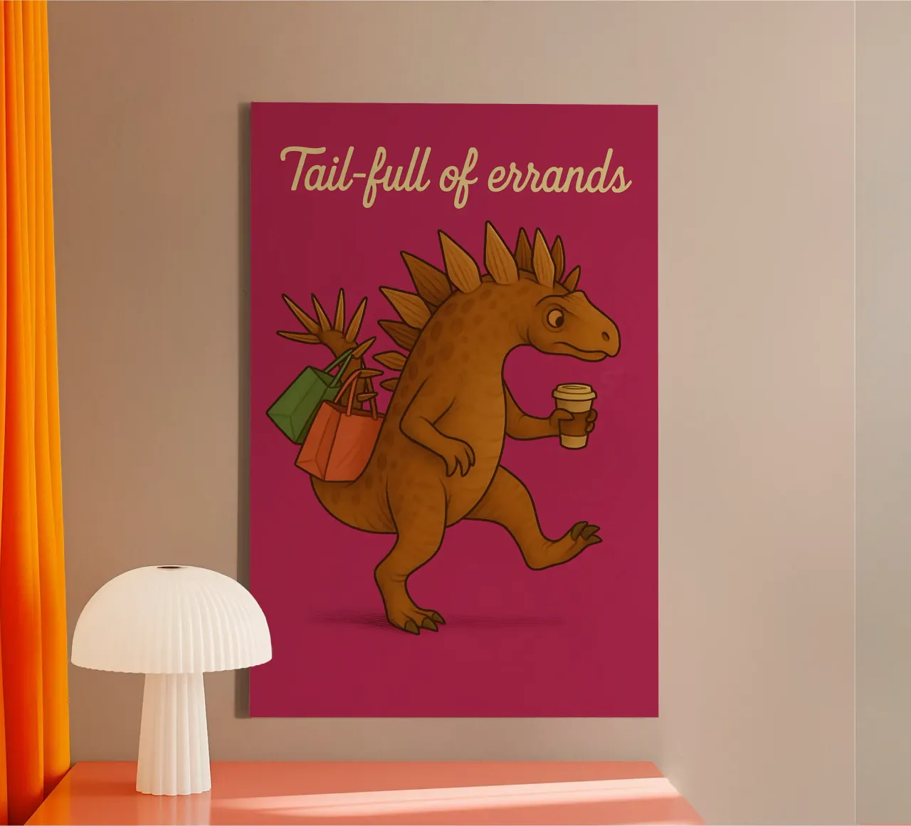 Grappige Kentrosaurus Meme canvas met Baklijst van Funny Humor Art