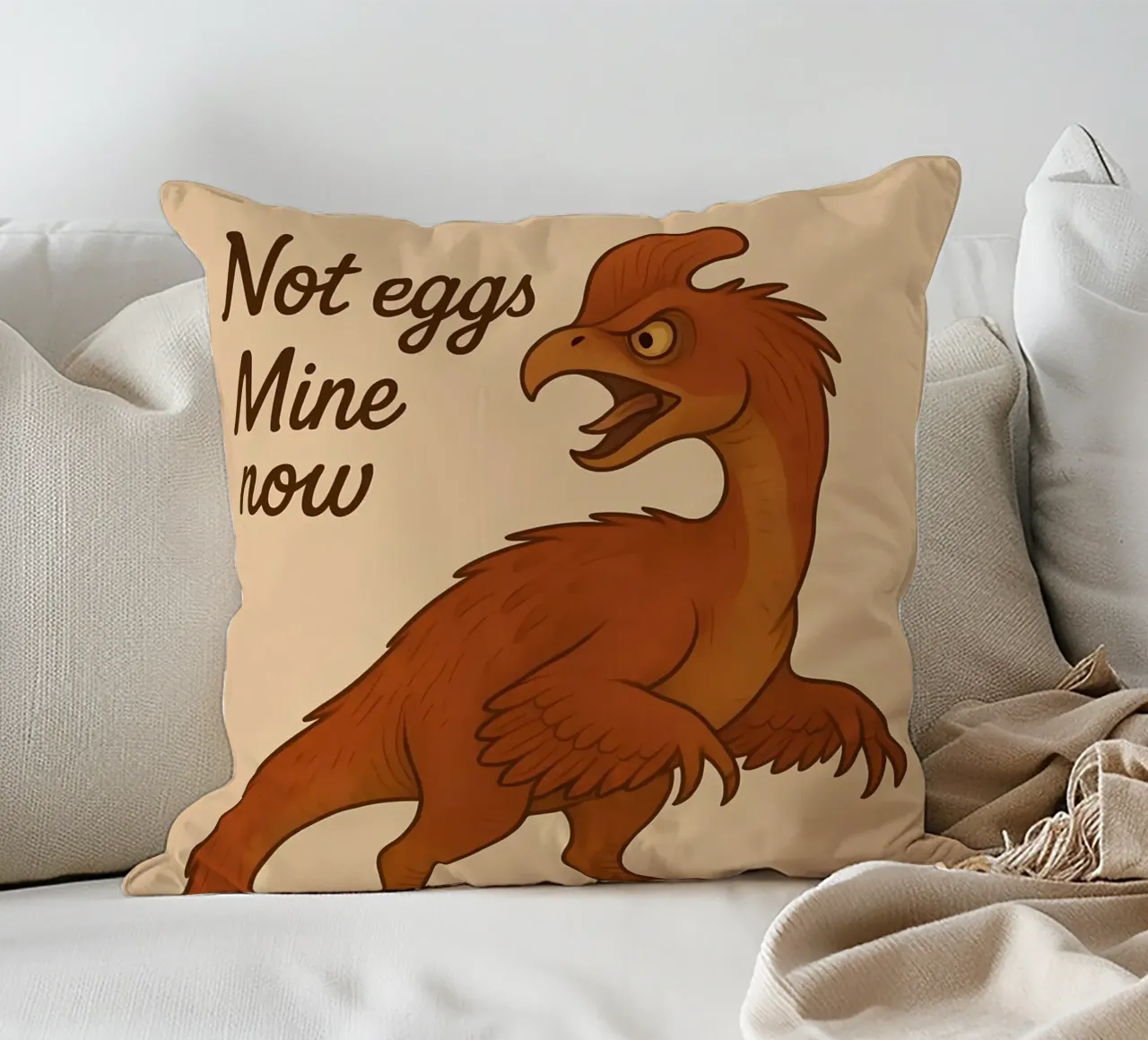 Meme divertente sugli oviraptor cuscino da Funny Humor Art