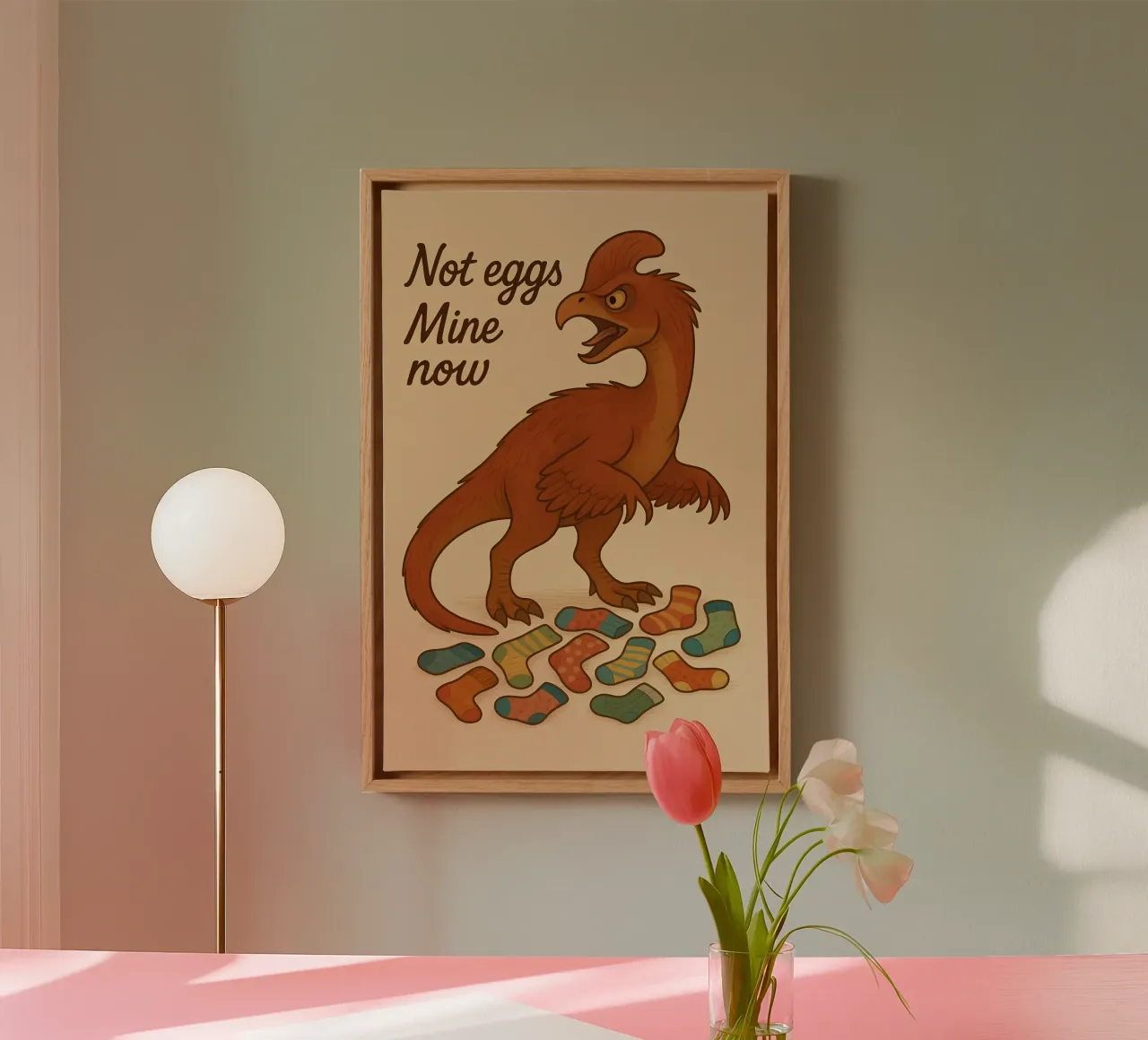 Funny Oviraptor Meme canvas met Baklijst van Funny Humor Art