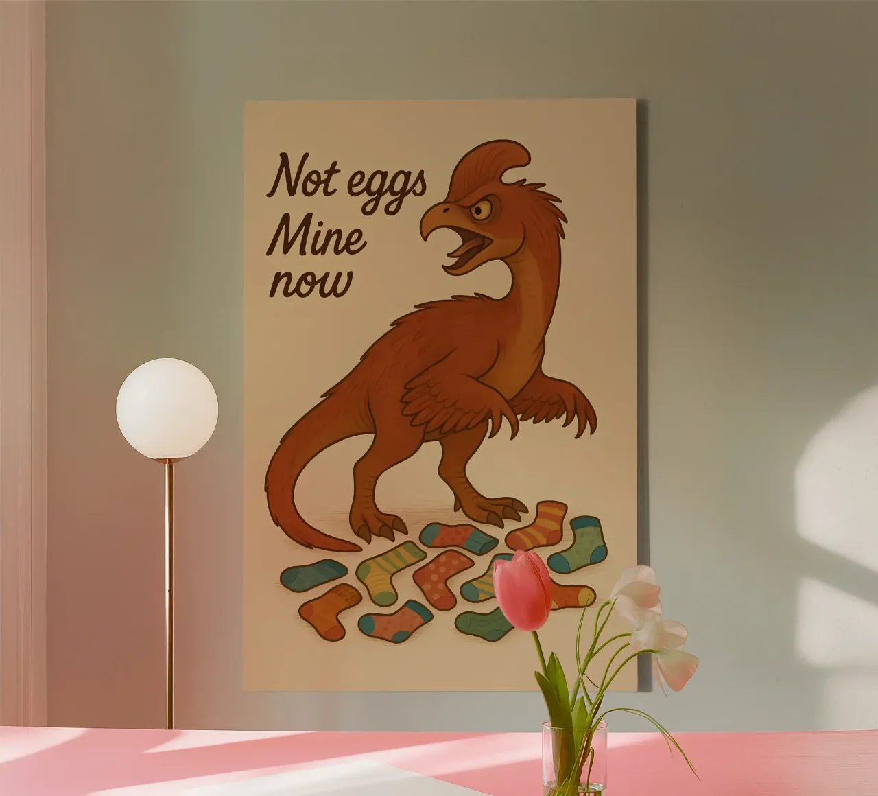 Funny Oviraptor Meme canvas met Baklijst van Funny Humor Art