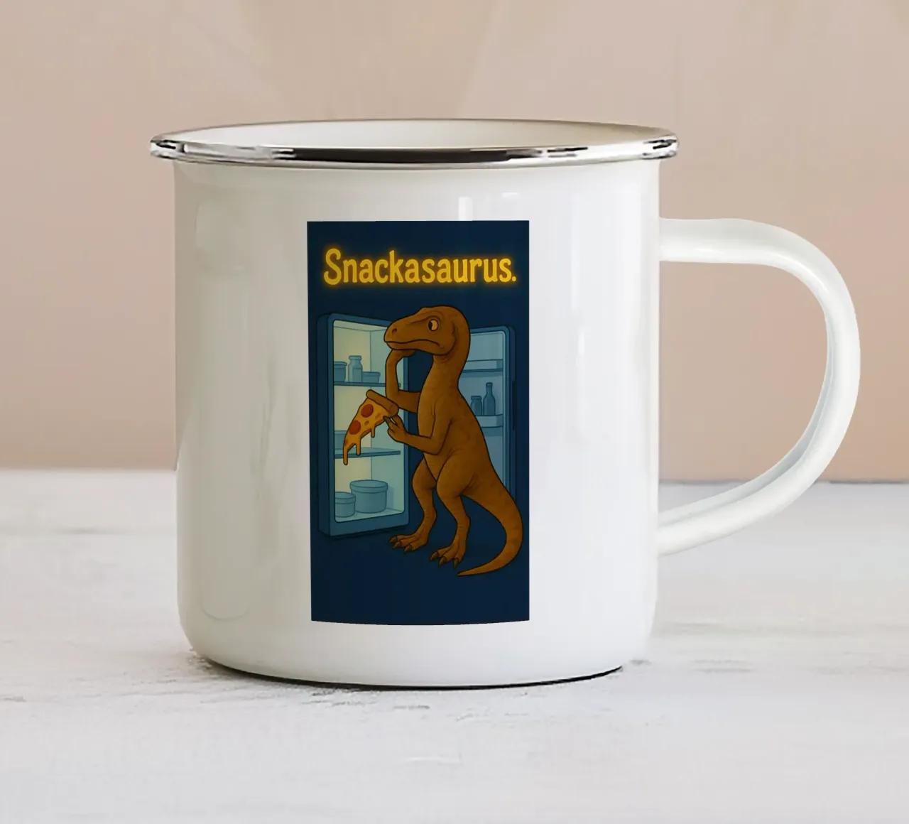 Meme divertente Herrerasaurus tazza in smalto da Funny Humor Art