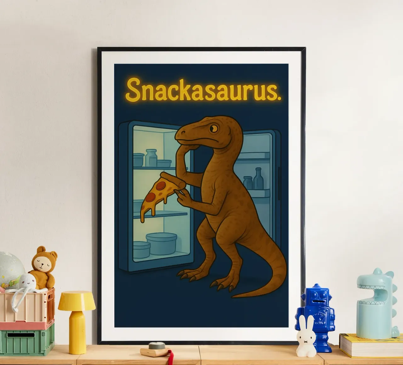 Meme divertente Herrerasaurus poster con telaio in plastica da Funny Humor Art