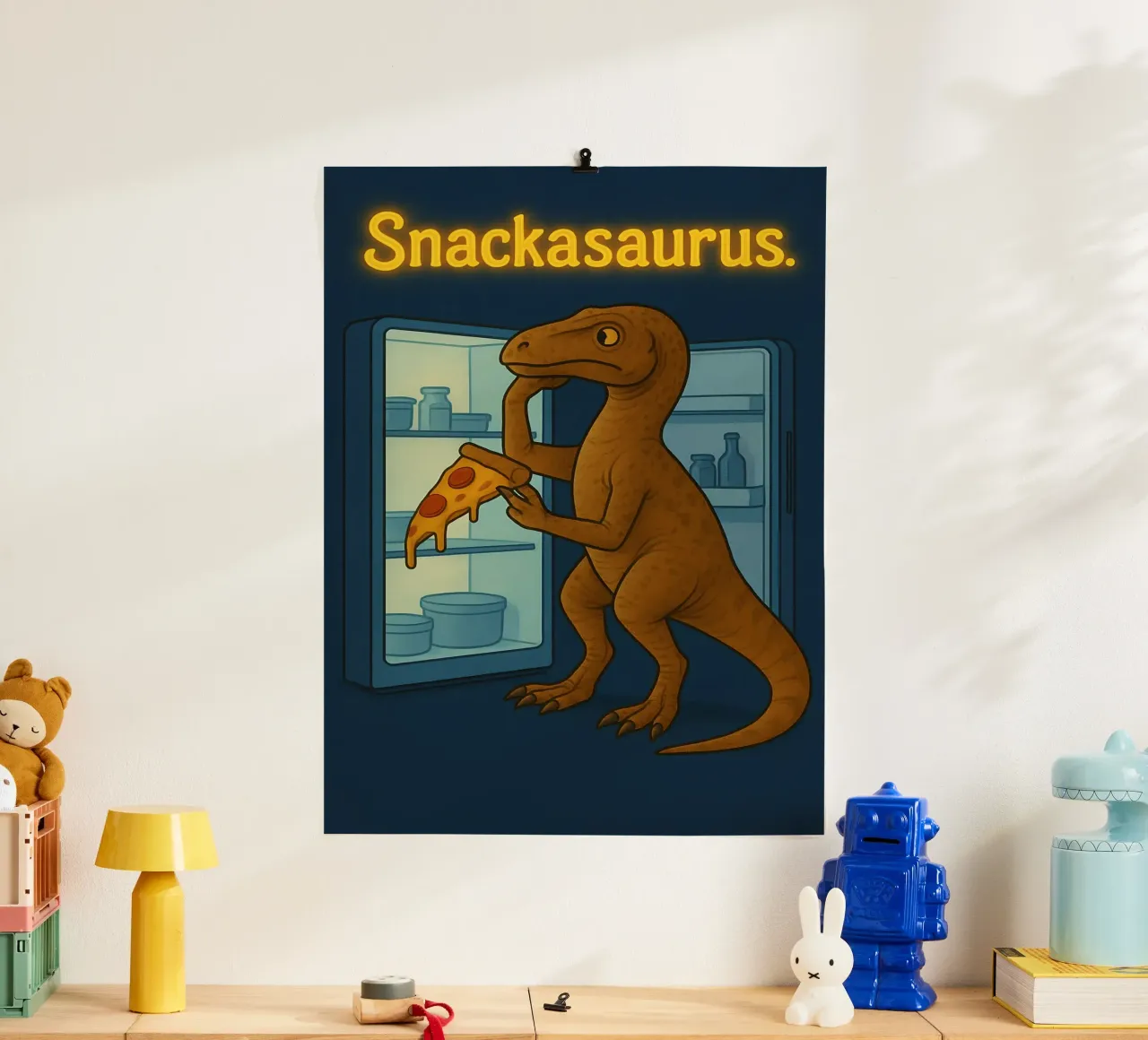 Meme divertente Herrerasaurus poster con telaio in plastica da Funny Humor Art