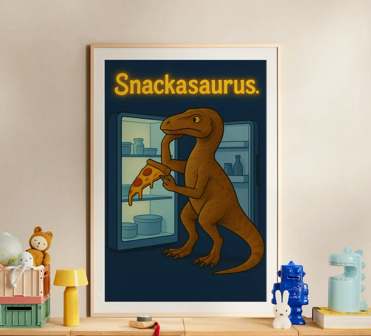 Meme divertente Herrerasaurus poster con telaio in plastica da Funny Humor Art