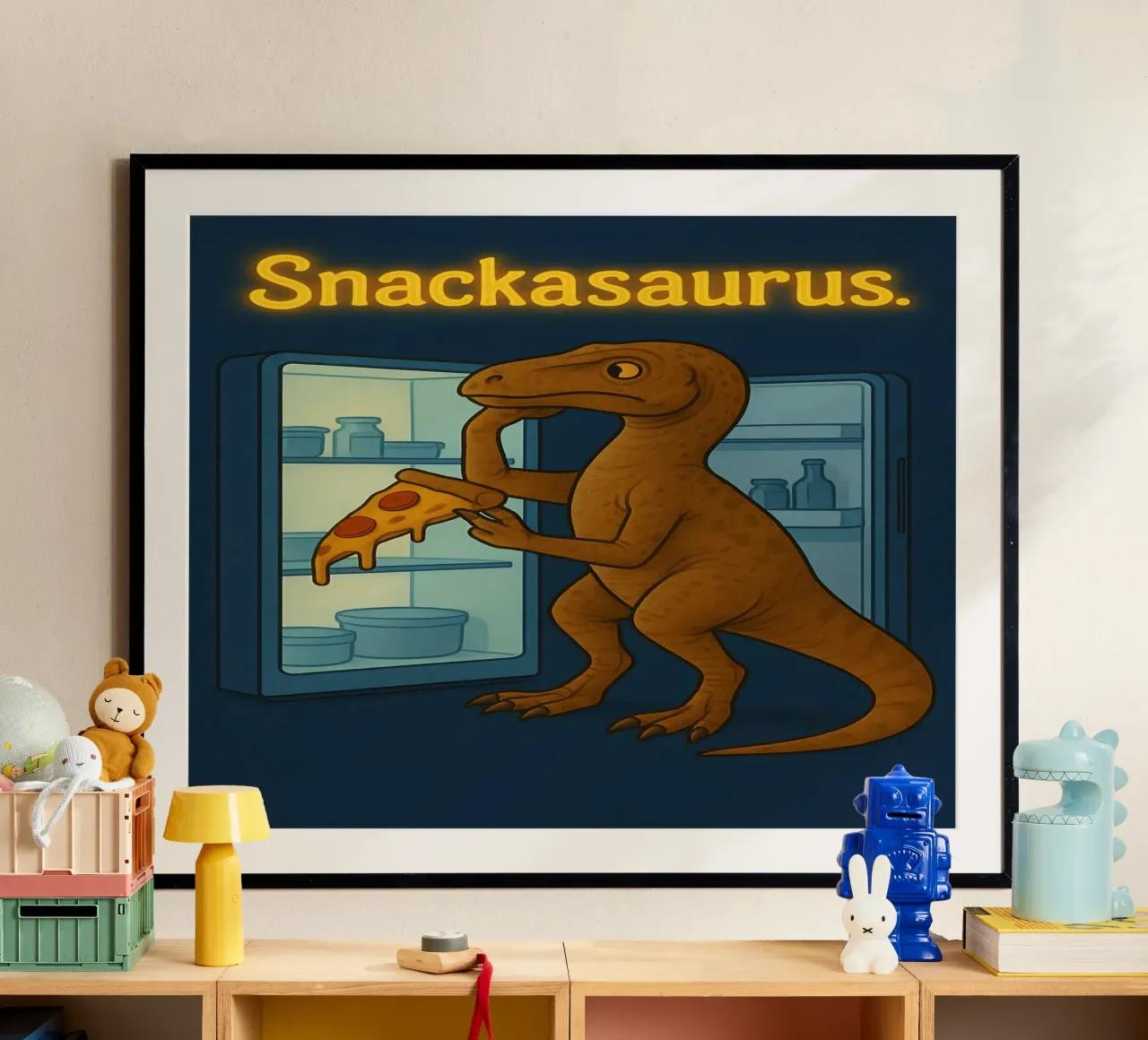 Meme divertente Herrerasaurus poster con telaio in plastica da Funny Humor Art
