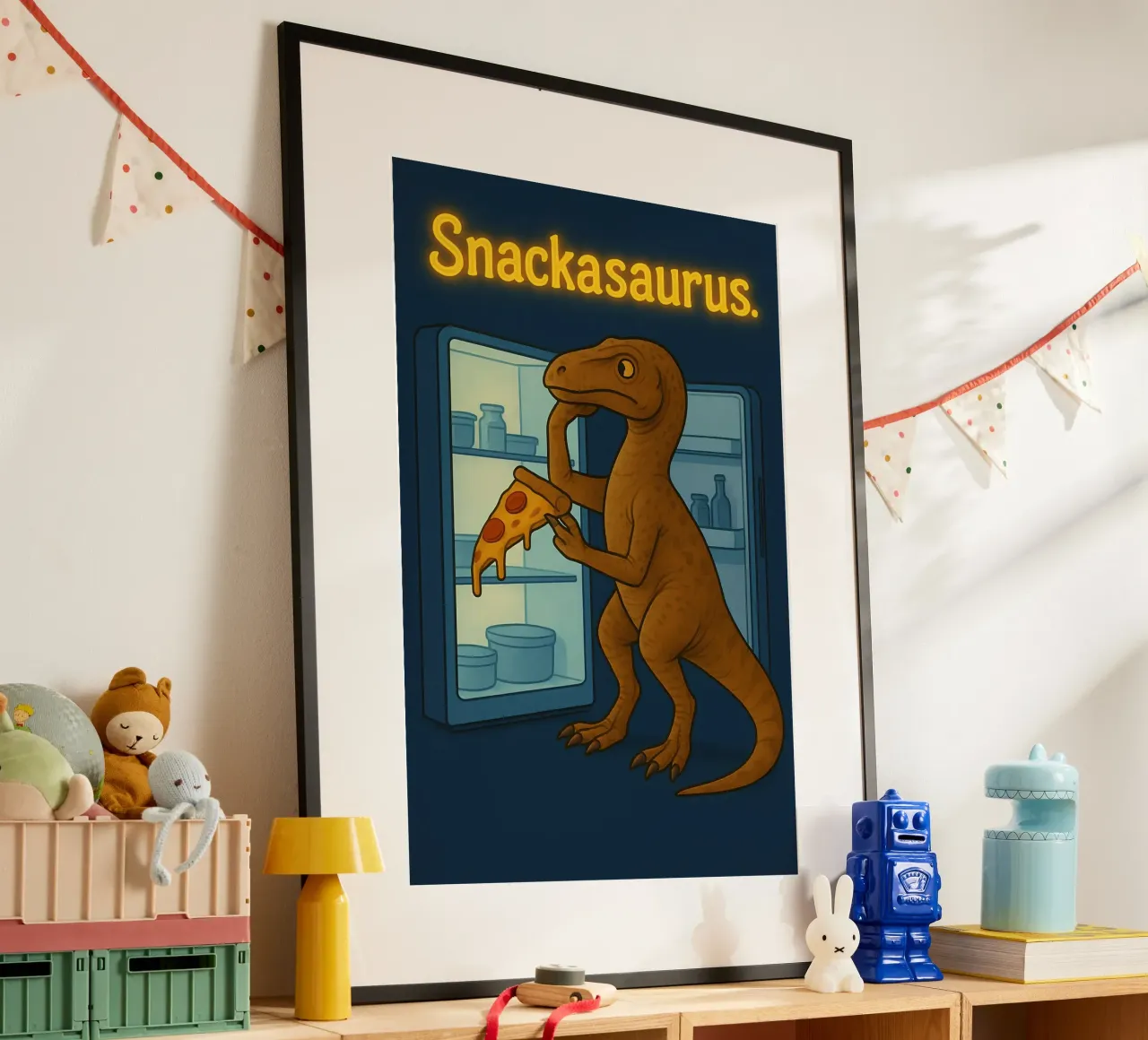 Meme divertente Herrerasaurus poster con telaio in plastica da Funny Humor Art