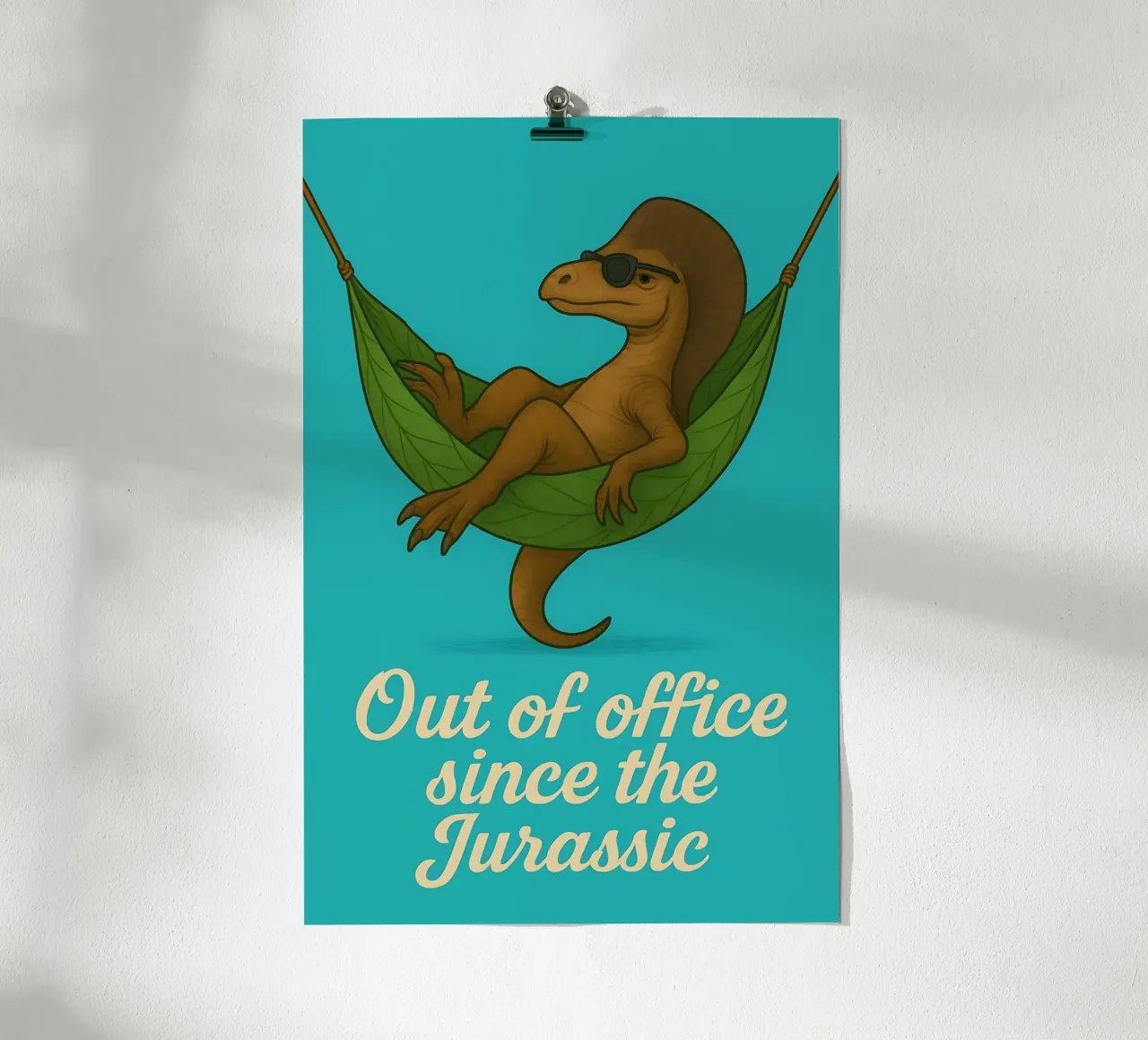 Meme divertente sull'Ouranosaurus poster con telaio in legno da Funny Humor Art