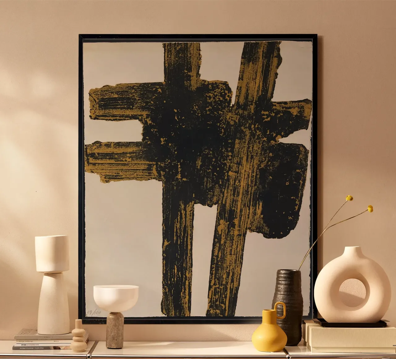 Pierre Soulages Eau Forte XVIII poster con telaio in plastica da Spencershop