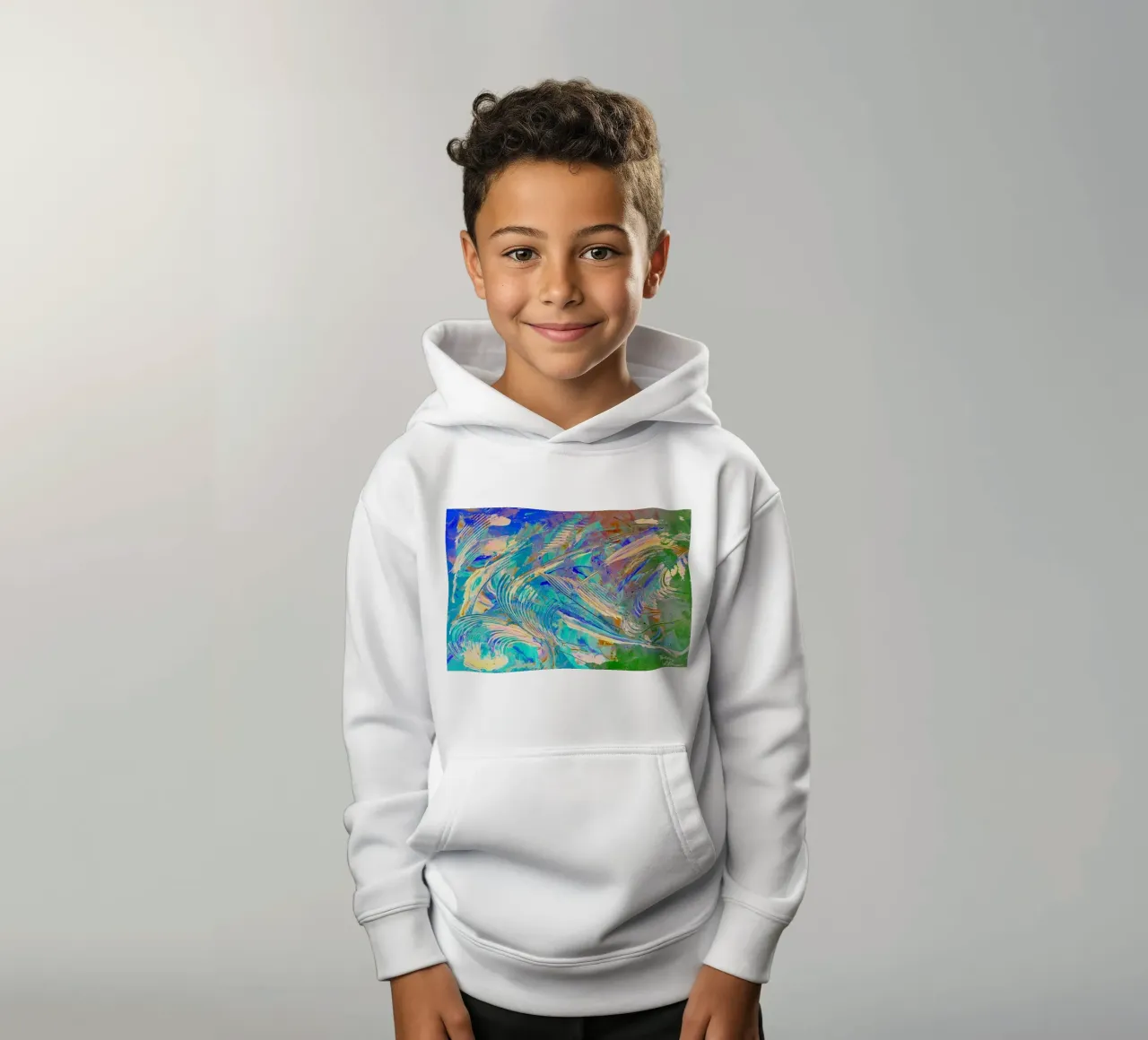 IDEAL GIFT 14. Invers kids hoodie by Thierry Vobmann Abstract painting