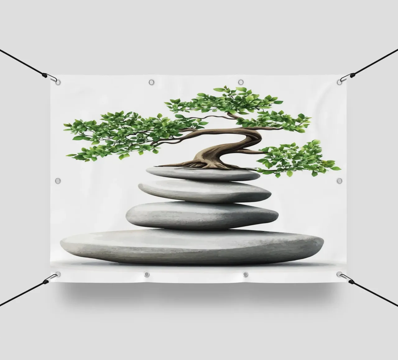 Bonsai su pietre Zen impilate telo in pvc da pixelbull - medieval art and more
