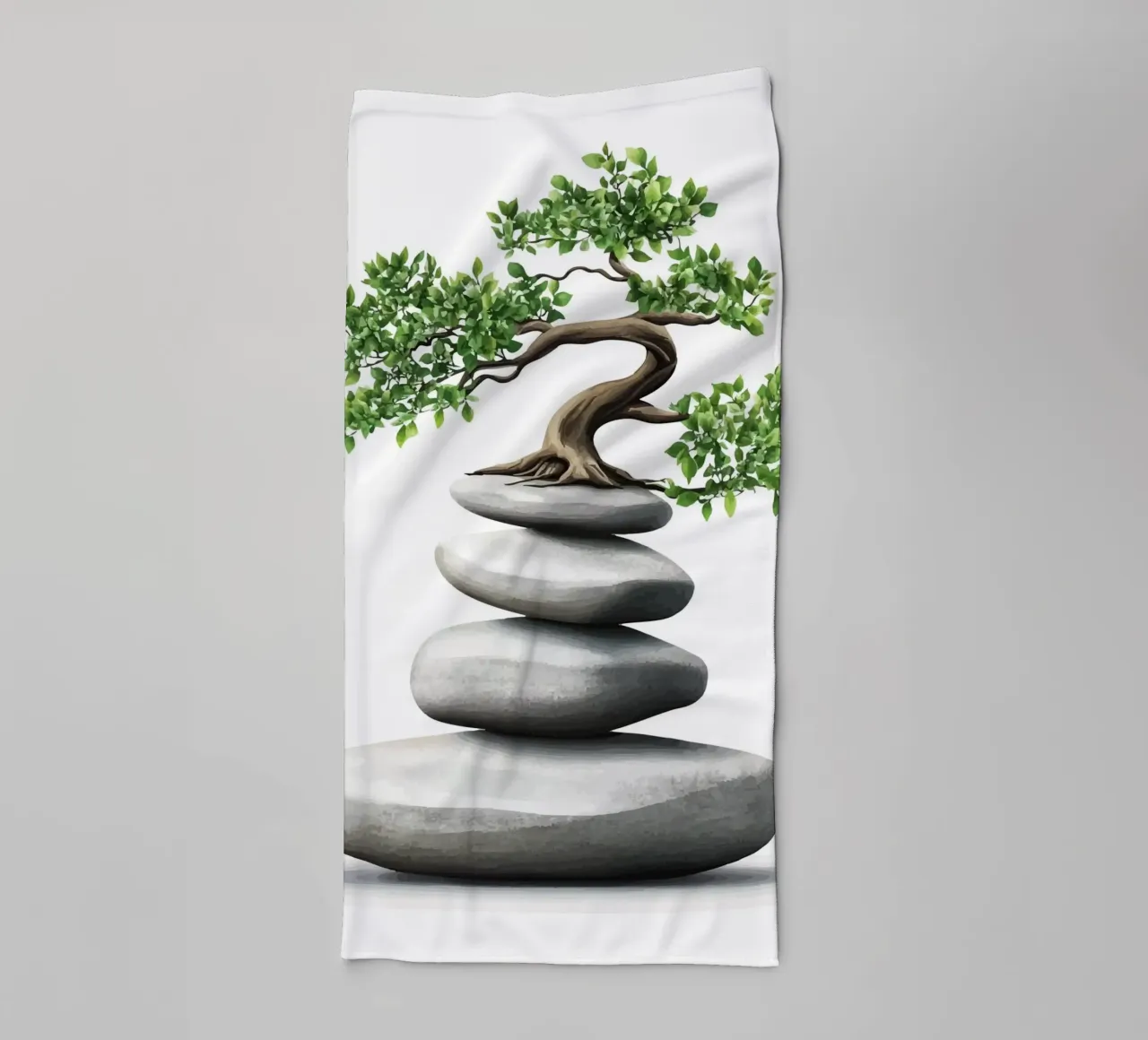 Bonsai su pietre Zen impilate asciugamano da bagno da pixelbull - medieval art and more
