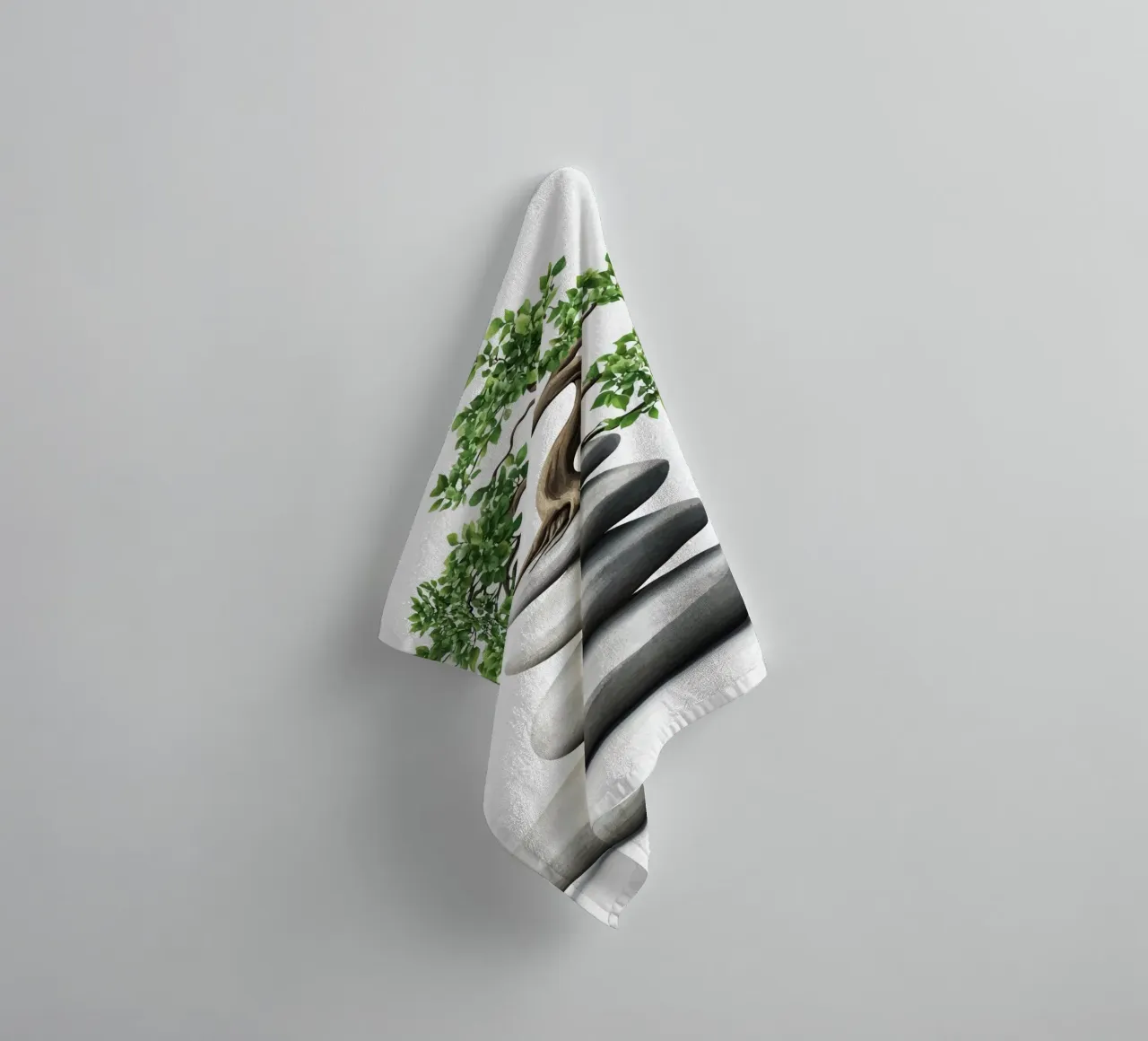 Bonsai su pietre Zen impilate asciugamano da bagno da pixelbull - medieval art and more