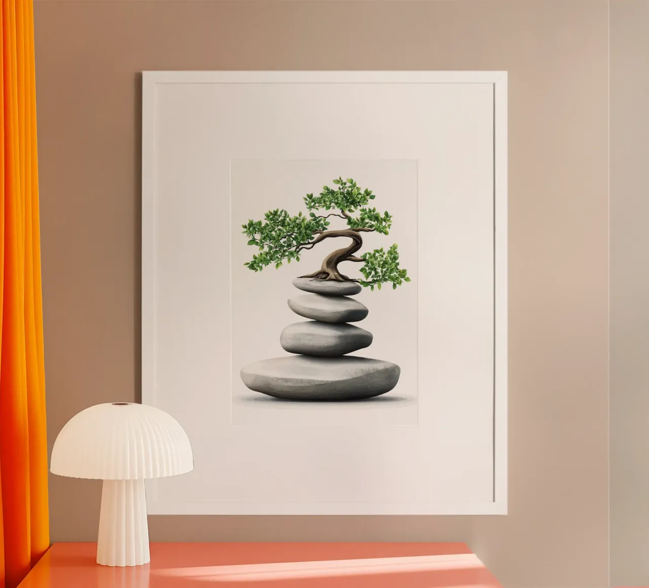 Bonsai su pietre Zen impilate carta hahnemühle da pixelbull - medieval art and more