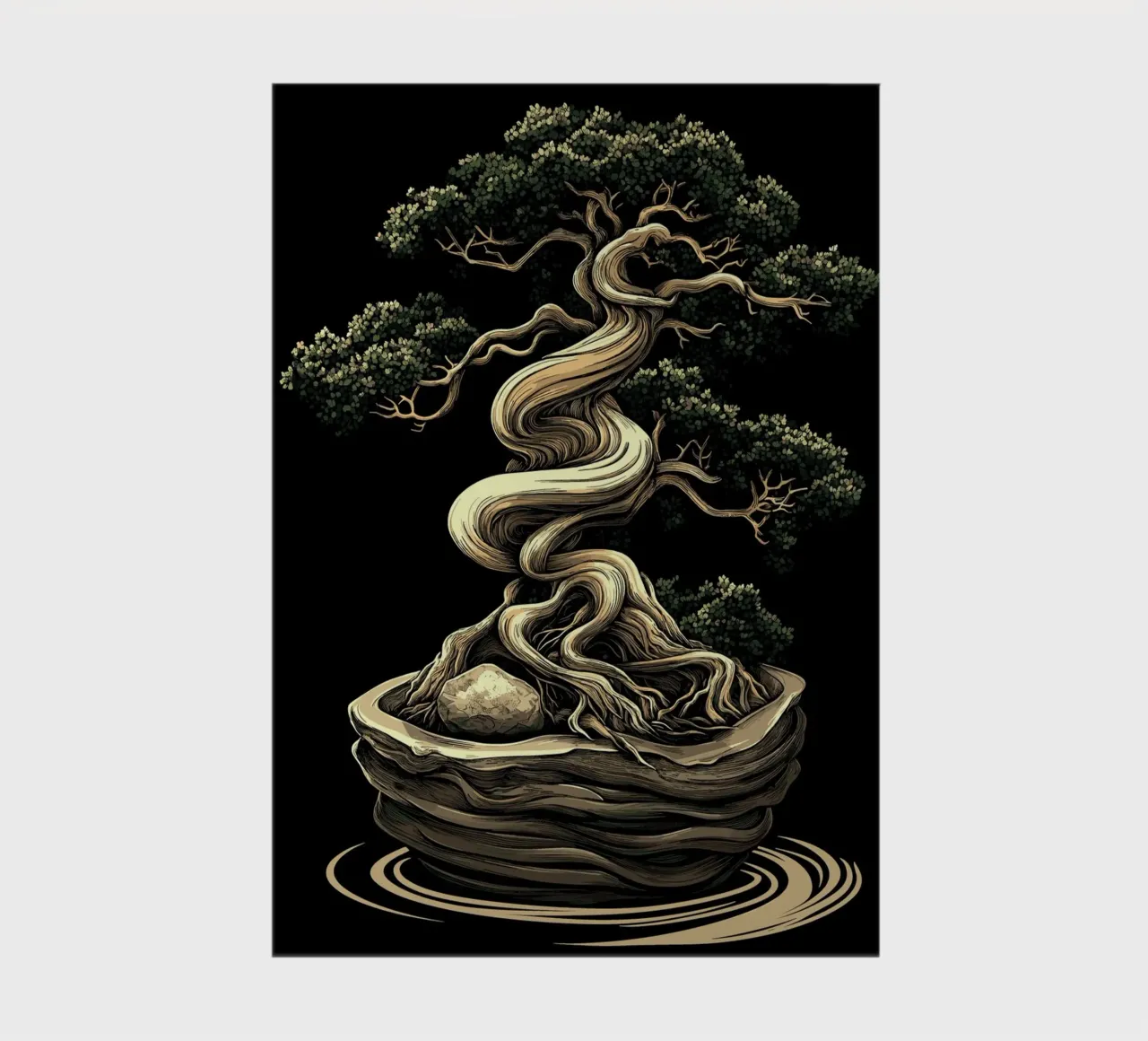 Bonsai with severely twisted trunk notebook by pixelbull - medieval art and more