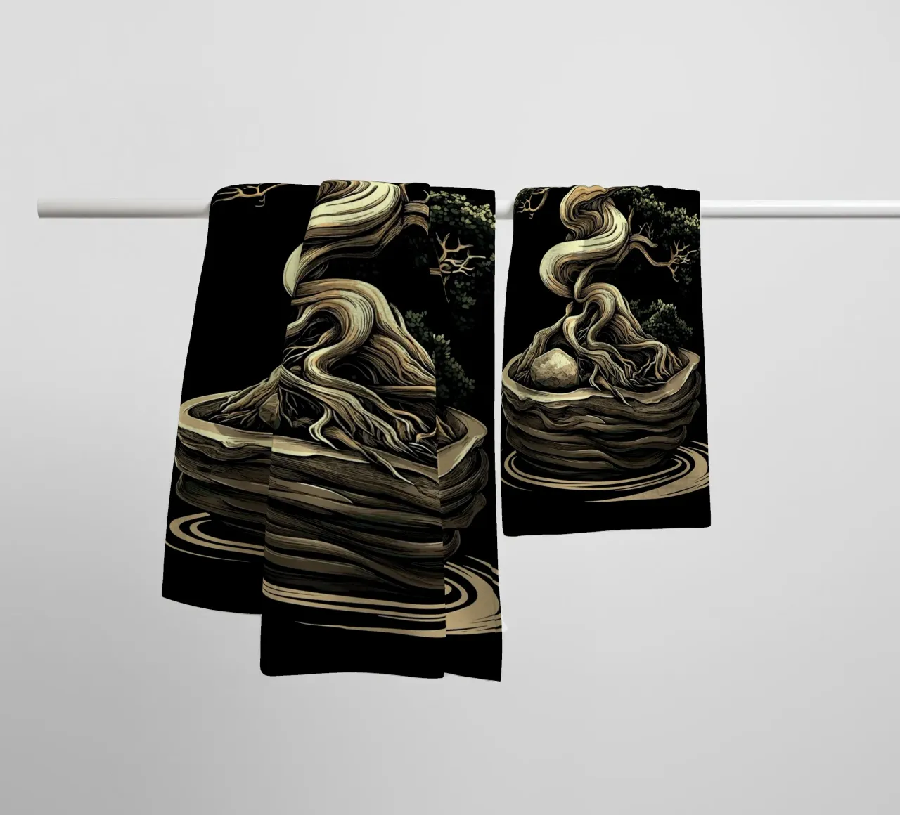 Bonsai with severely twisted trunk towel by pixelbull - medieval art and more