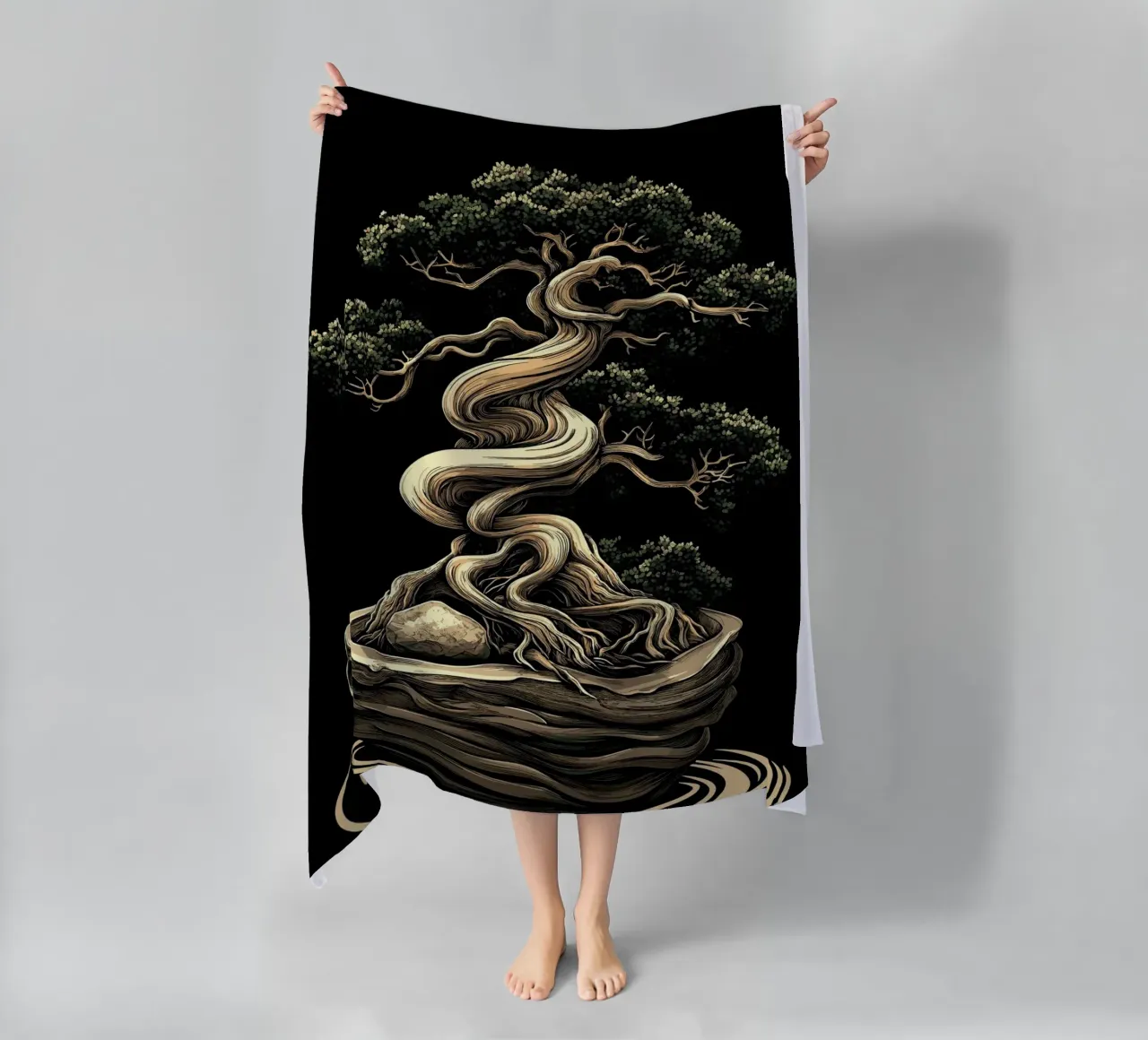 Bonsai con tronco gravemente contorto telo mare da pixelbull - medieval art and more