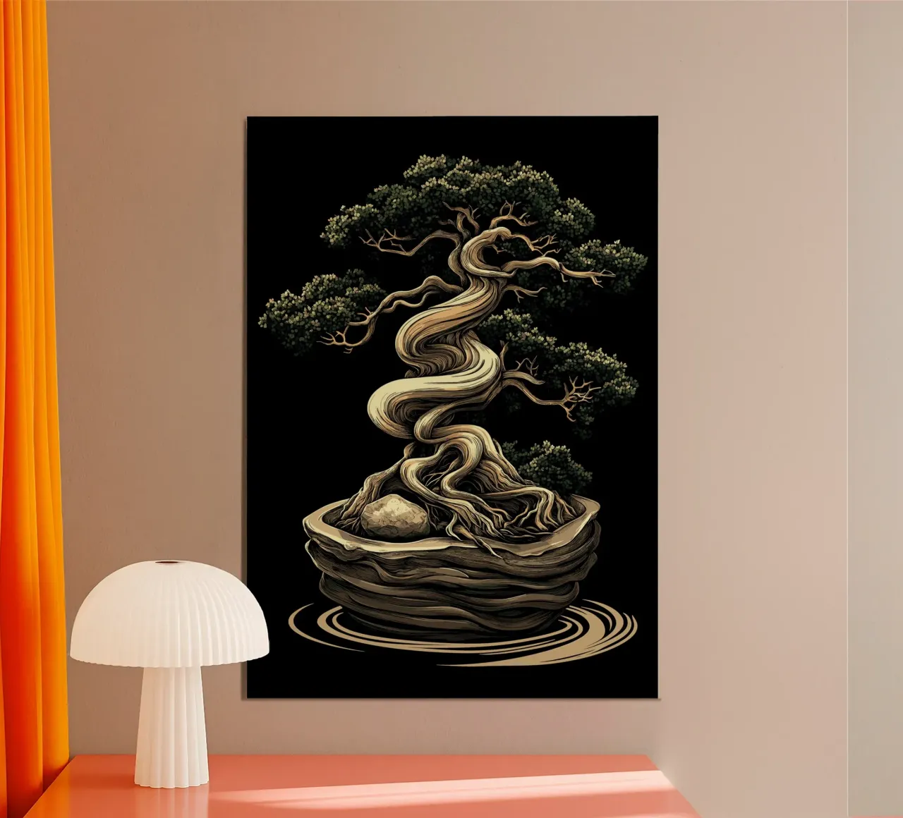 Bonsai con tronco gravemente contorto alluminio dibond da pixelbull - medieval art and more