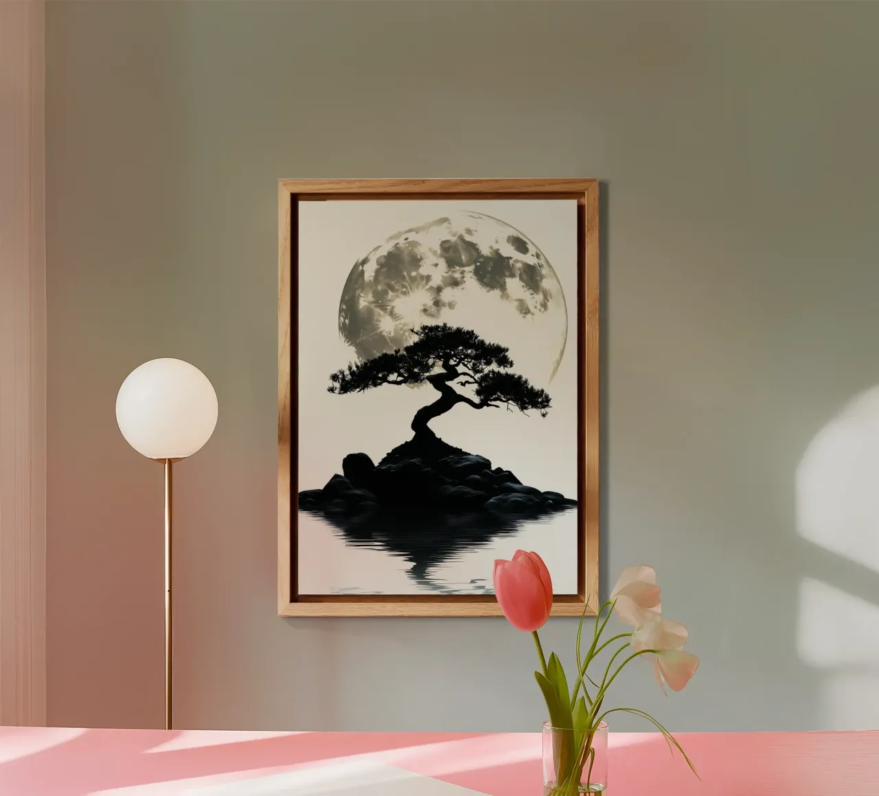Bonsai in front of full moon and water forex plate by pixelbull - medieval art and more