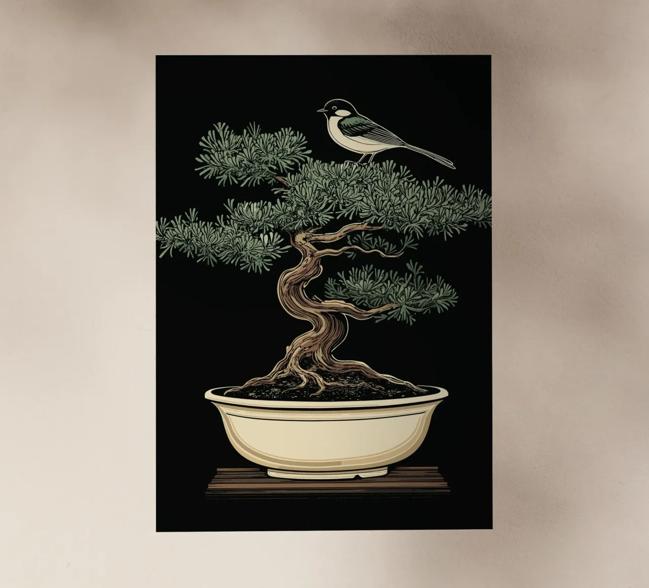 Bonsai con uccello sul ramo pellicola backlit da pixelbull - medieval art and more