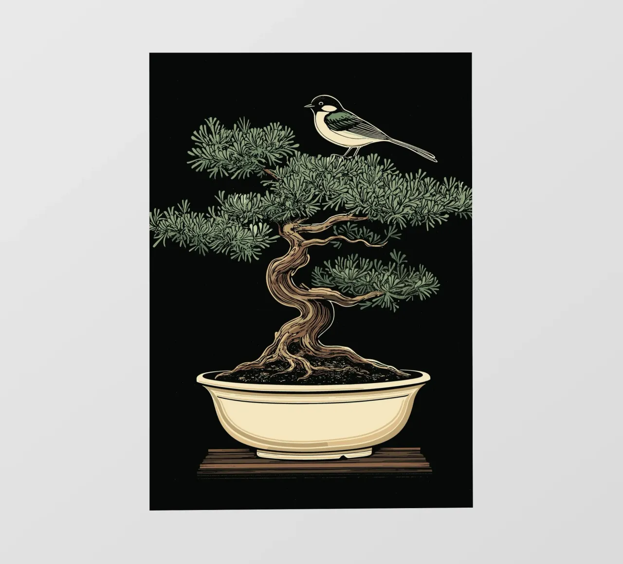 Bonsai con uccello sul ramo pellicola backlit da pixelbull - medieval art and more