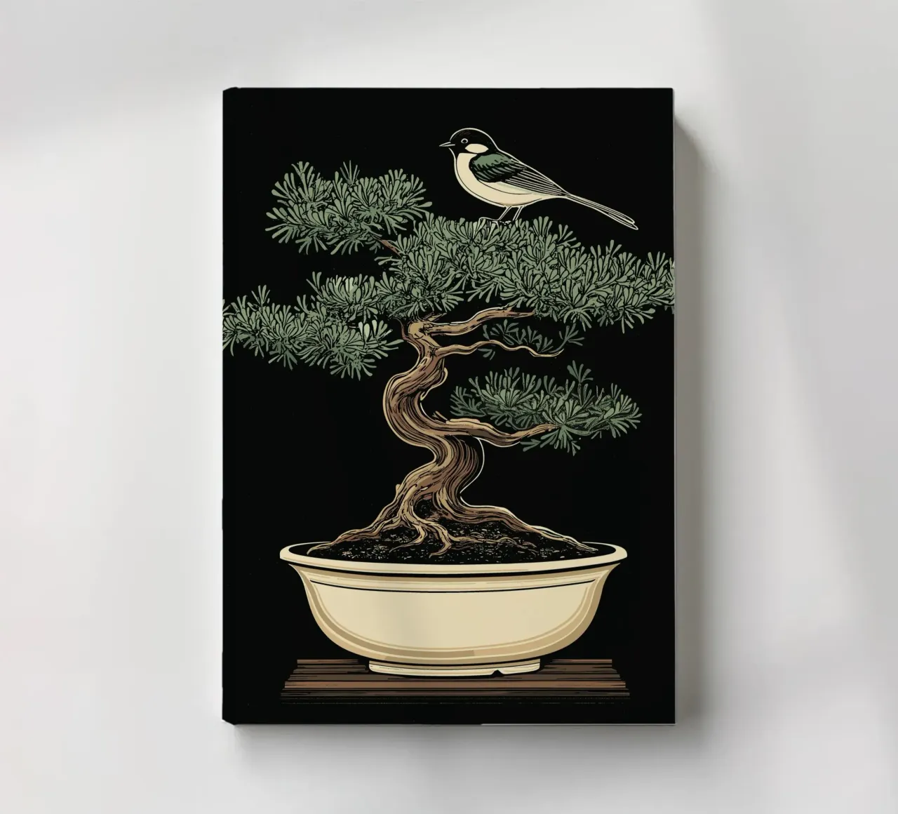 Bonsai with bird on branch notebook by pixelbull - medieval art and more