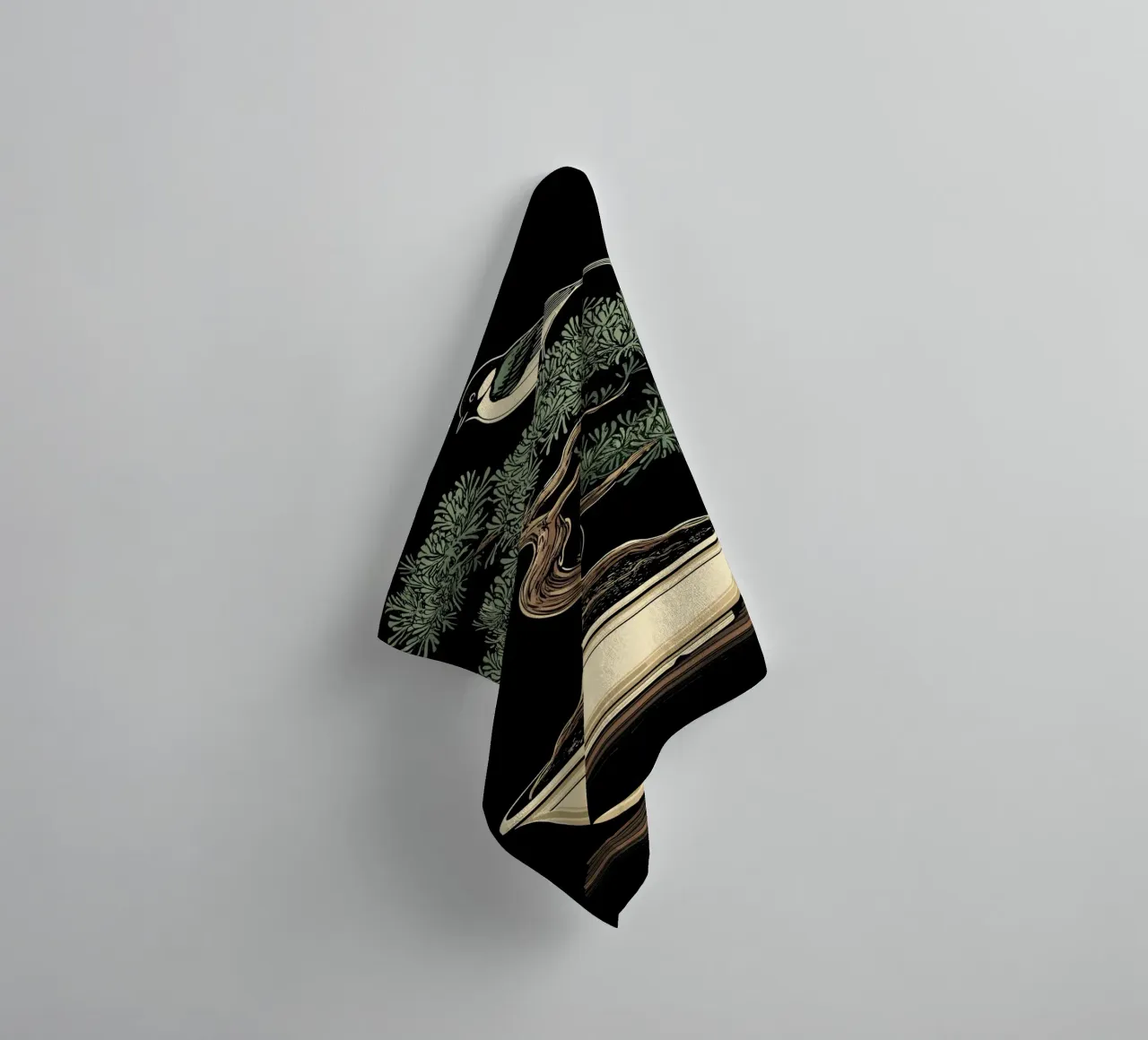 Bonsai with bird on branch towel by pixelbull - medieval art and more