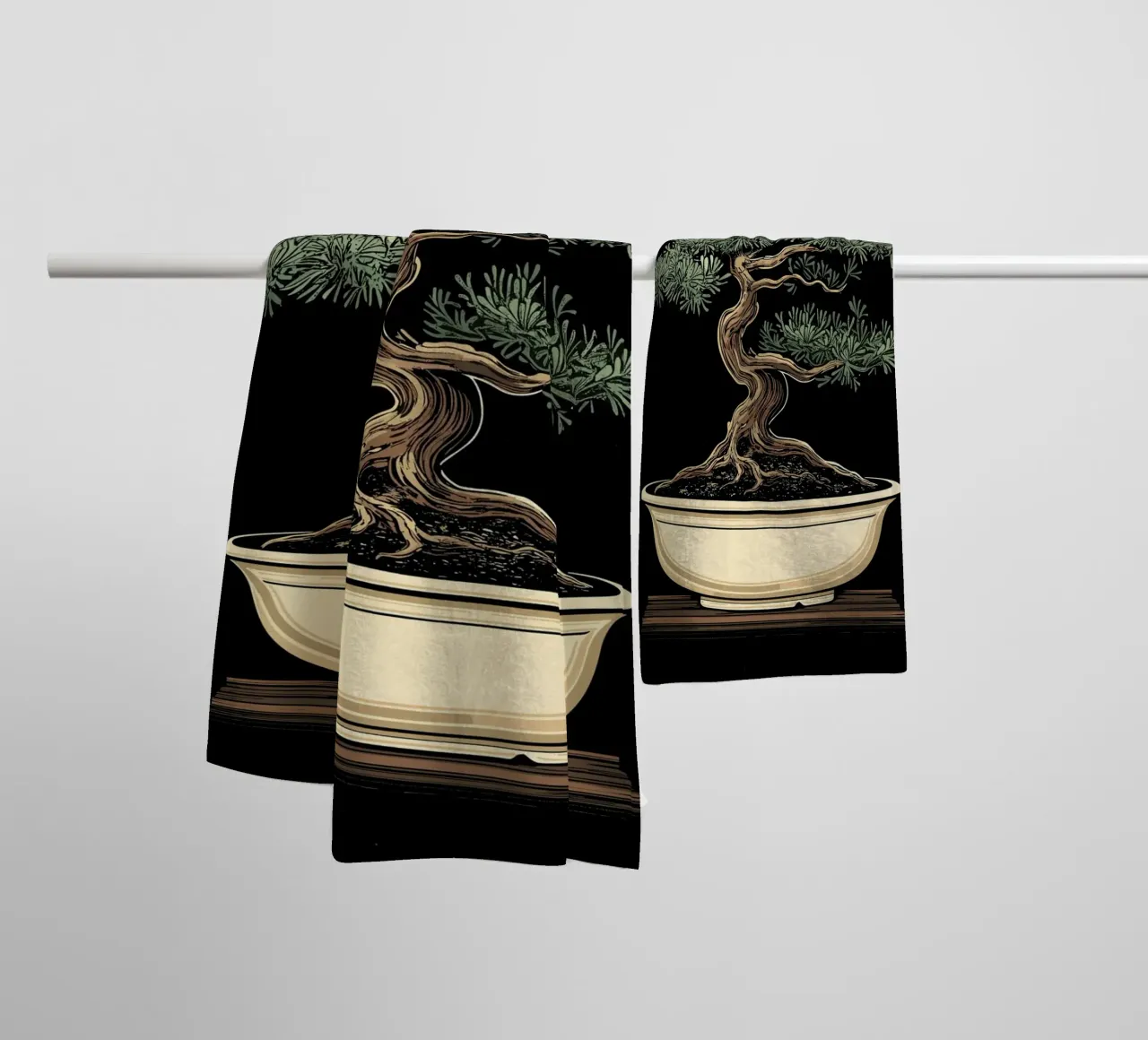 Bonsai with bird on branch towel by pixelbull - medieval art and more