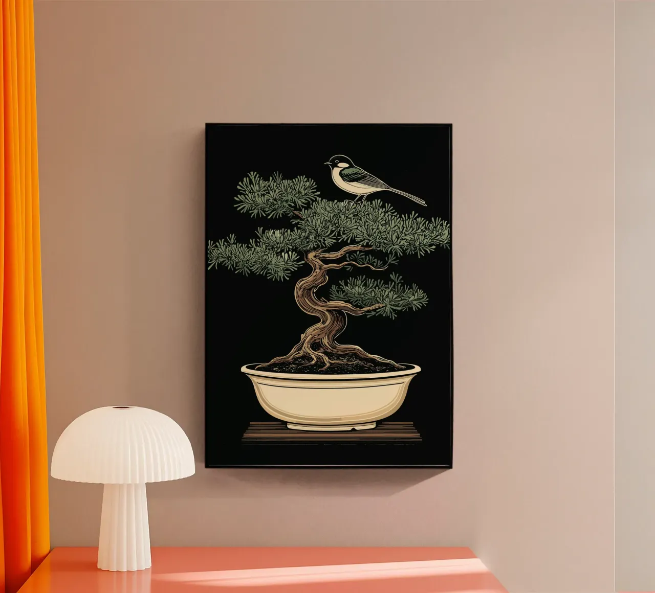 Bonsai con uccello sul ramo plexiglass da pixelbull - medieval art and more