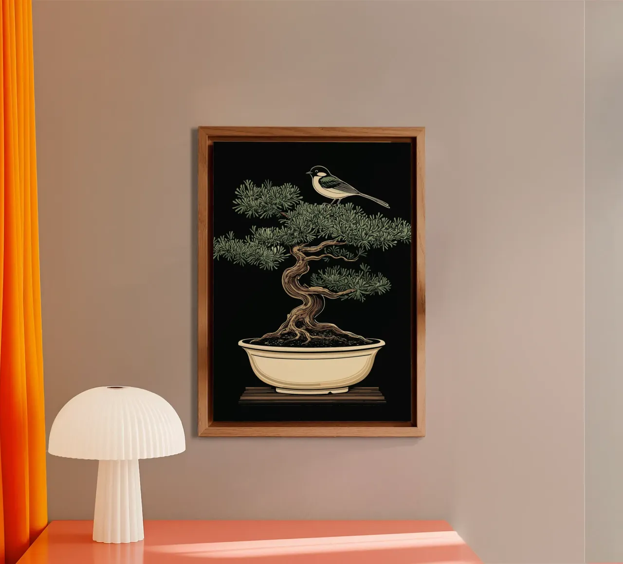 Bonsai con uccello sul ramo alluminio dibond da pixelbull - medieval art and more