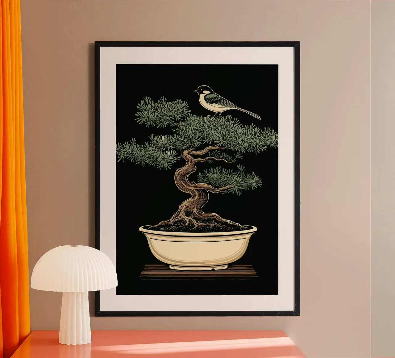 Bonsai with bird on branch hahnemühle by pixelbull - medieval art and more