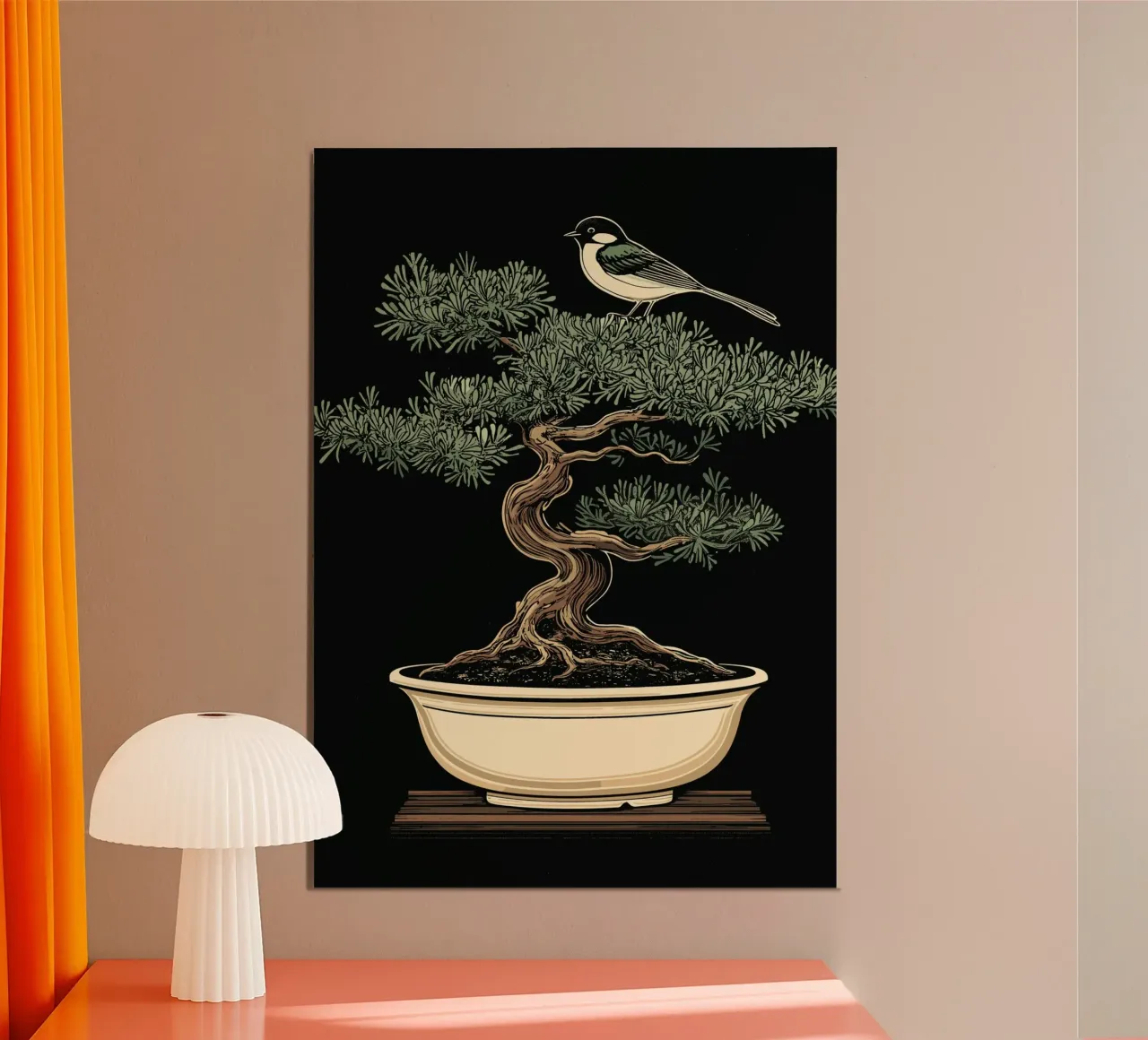Bonsai with bird on branch hahnemühle by pixelbull - medieval art and more