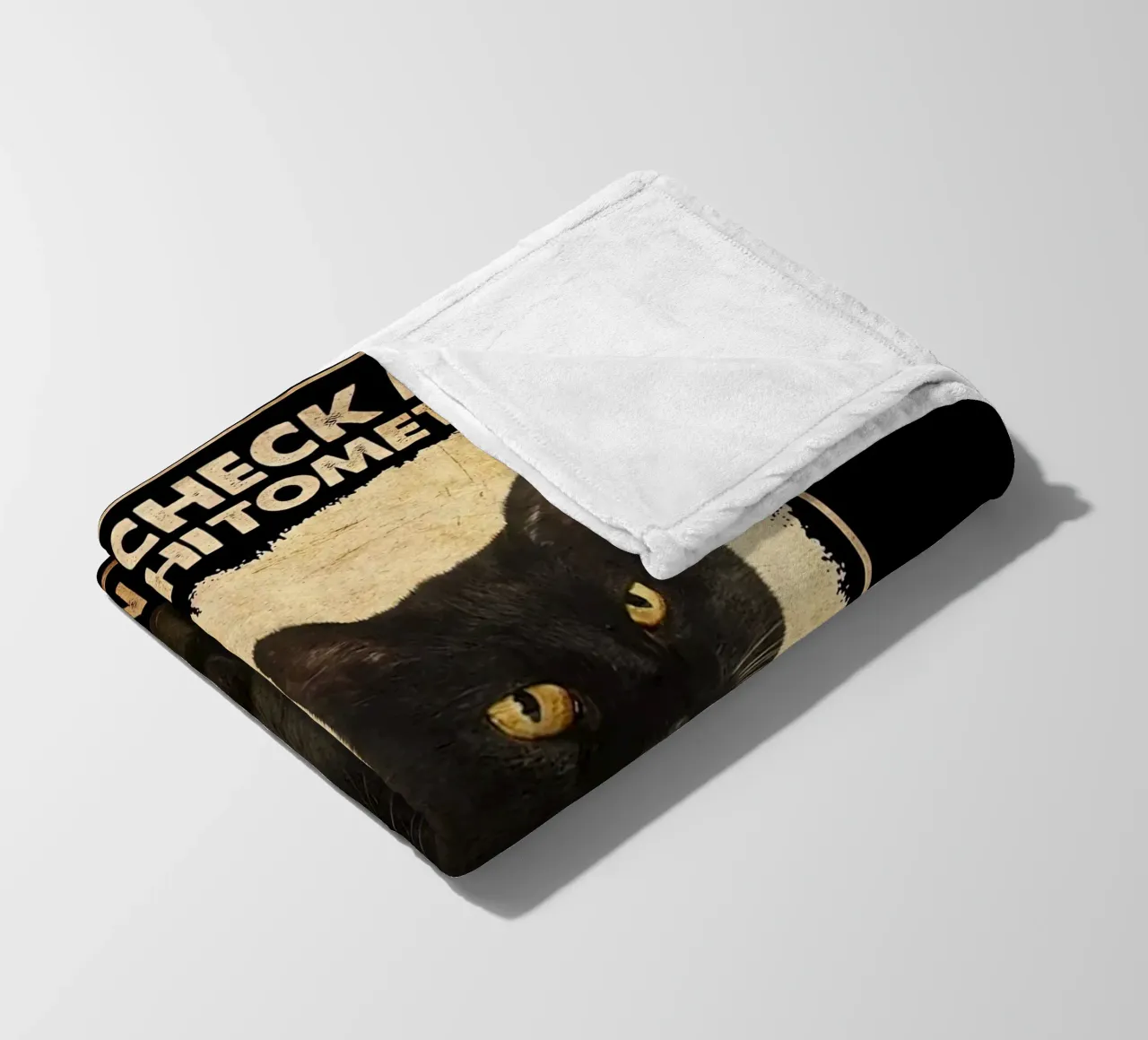 Let Me Check My Giveashitometer Black Cat fleece blanket by Aaronshop