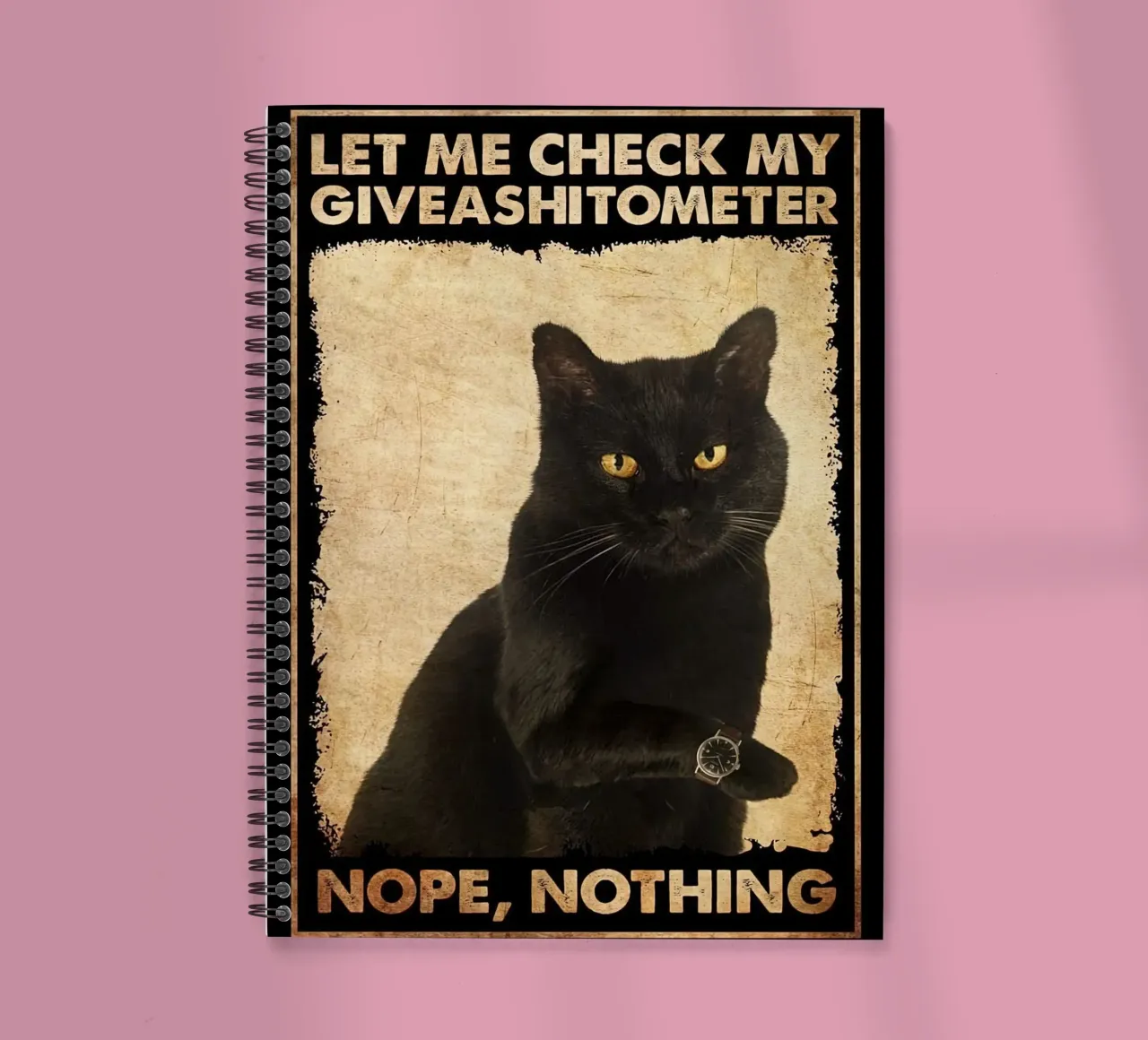 Let Me Check My Giveashitometer Black Cat spiral notebook by Aaronshop