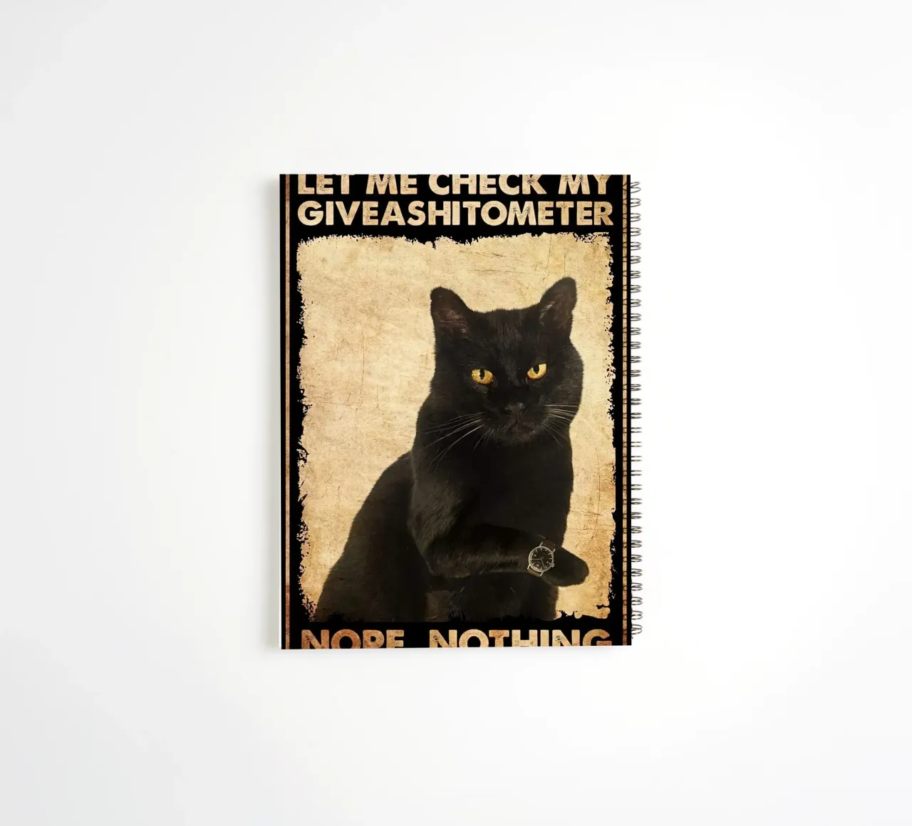 Let Me Check My Giveashitometer Black Cat spiral notebook by Aaronshop