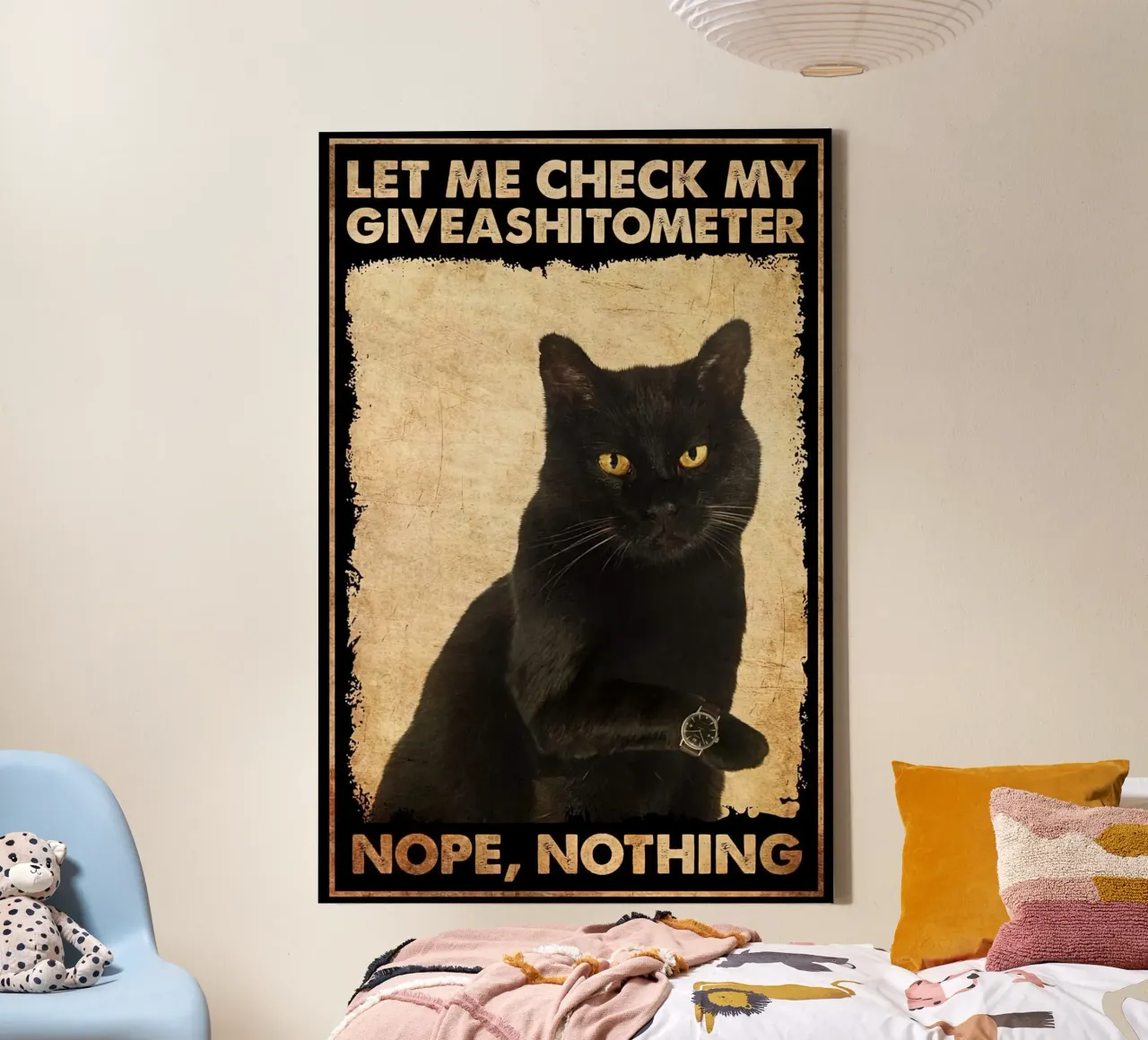 Let Me Check My Giveashitometer Black Cat canvas by Aaronshop