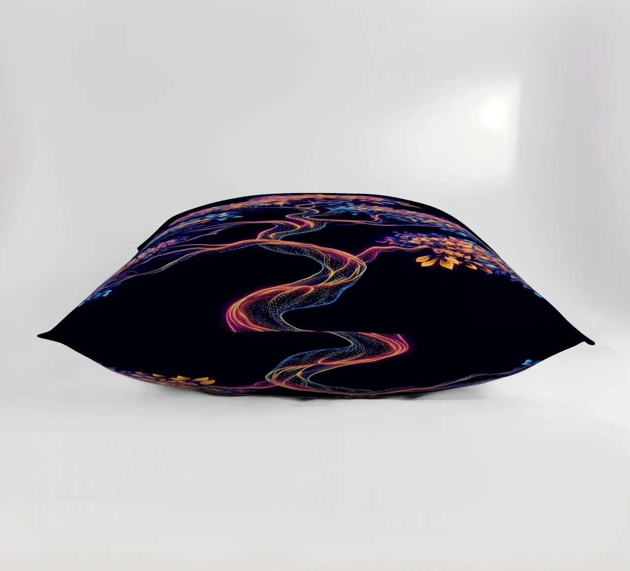Bonsai cyberpunk dai colori neon cuscino da pixelbull - medieval art and more