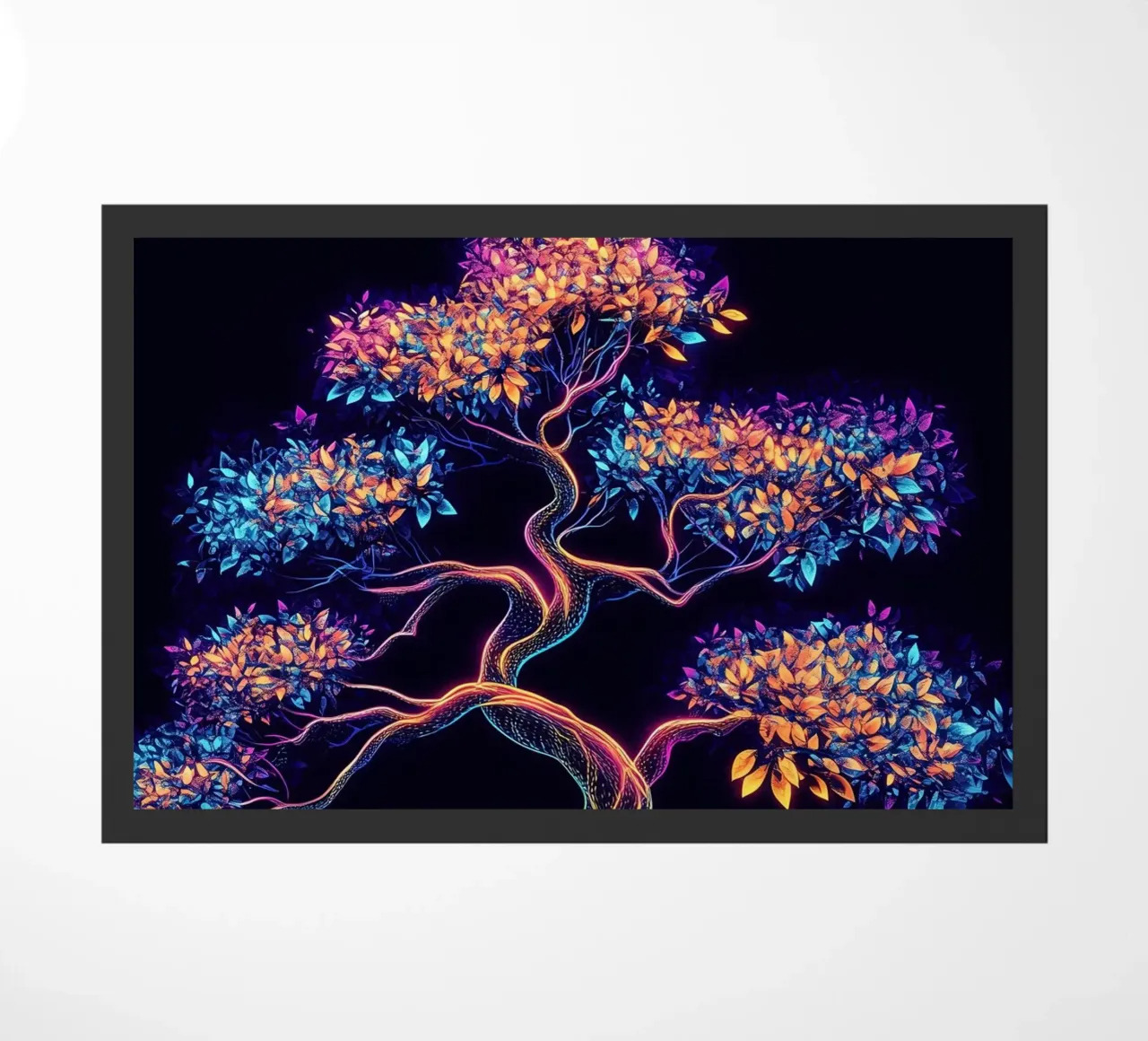 Bonsai cyberpunk dai colori neon zerbino da pixelbull - medieval art and more
