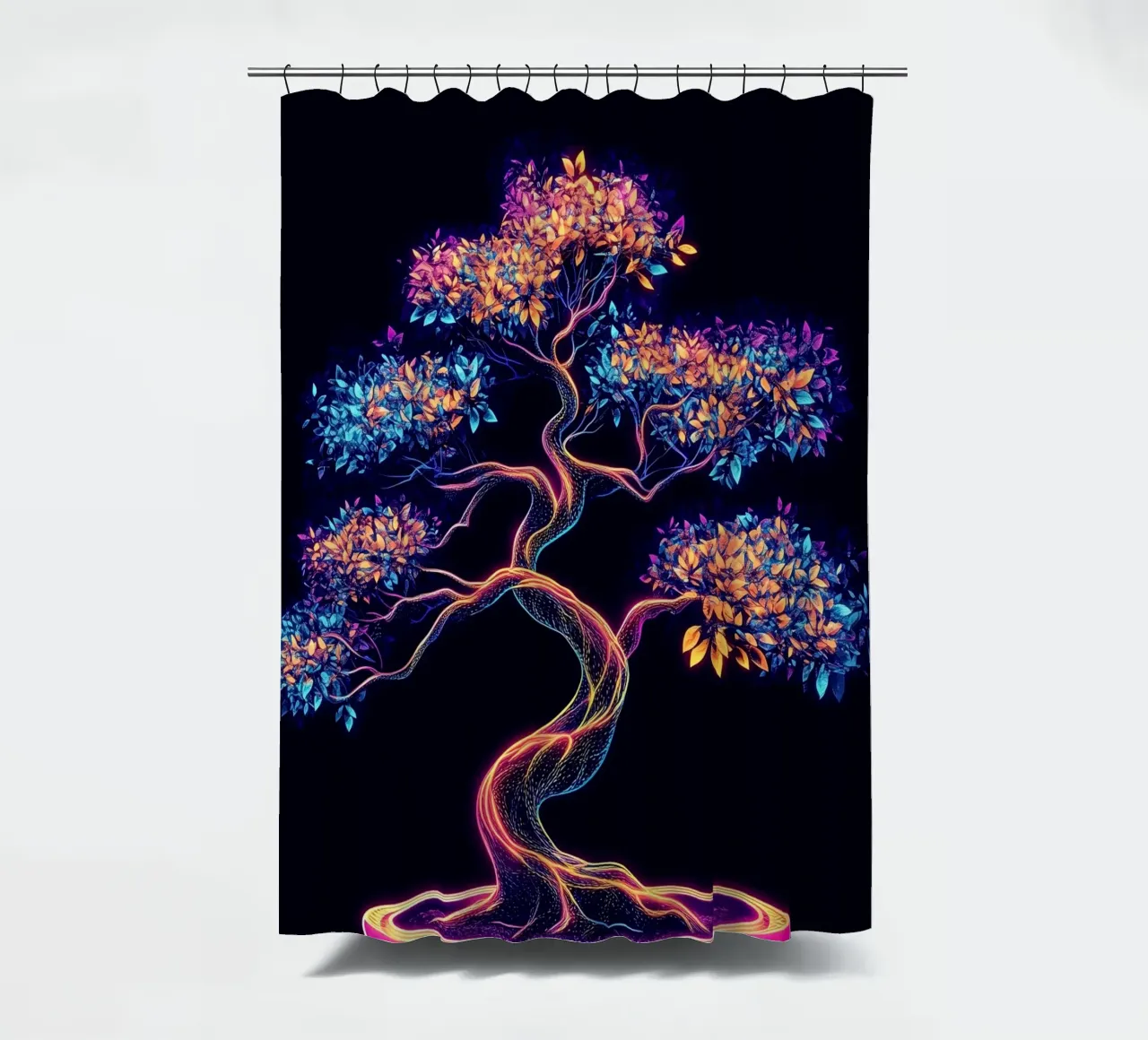 Neonfarbener Cyberpunk-Bonsai Duschvorhang von pixelbull - medieval art and more