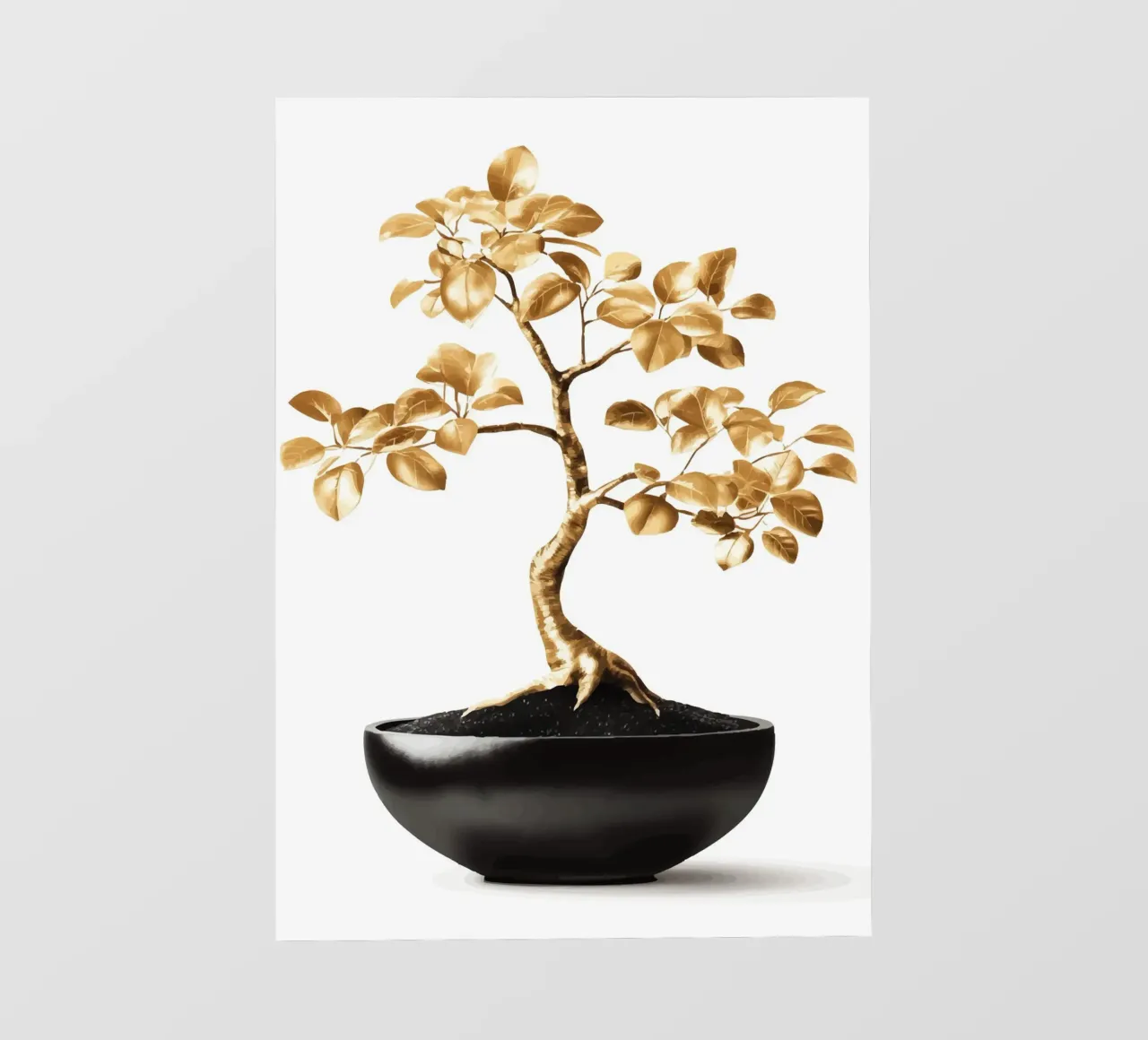 Un bonsai dorato in una ciotola nera pellicola backlit da pixelbull - medieval art and more