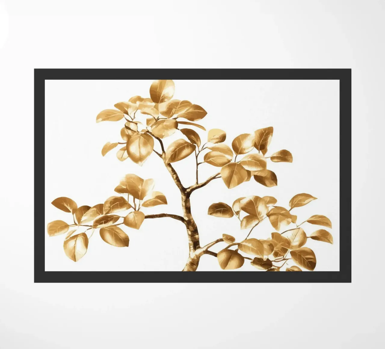 Un bonsai dorato in una ciotola nera zerbino da pixelbull - medieval art and more
