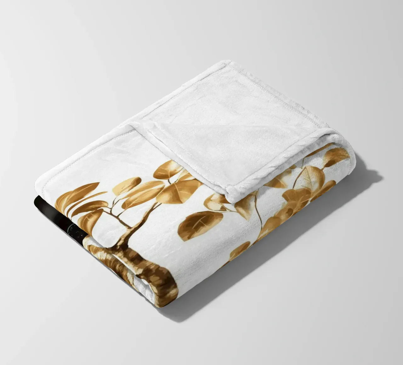 Un bonsai dorato in una ciotola nera coperta in pile da pixelbull - medieval art and more