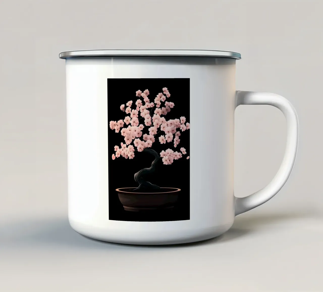 Bonsai di fiori di ciliegio in una ciotola scura tazza in smalto da pixelbull - medieval art and more