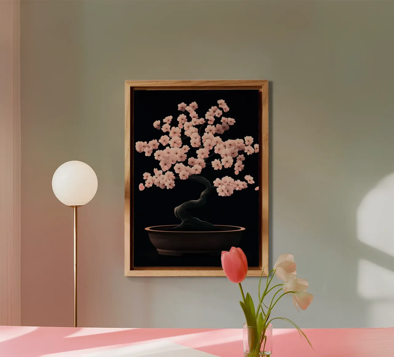 Bonsai di fiori di ciliegio in una ciotola scura alluminio dibond da pixelbull - medieval art and more