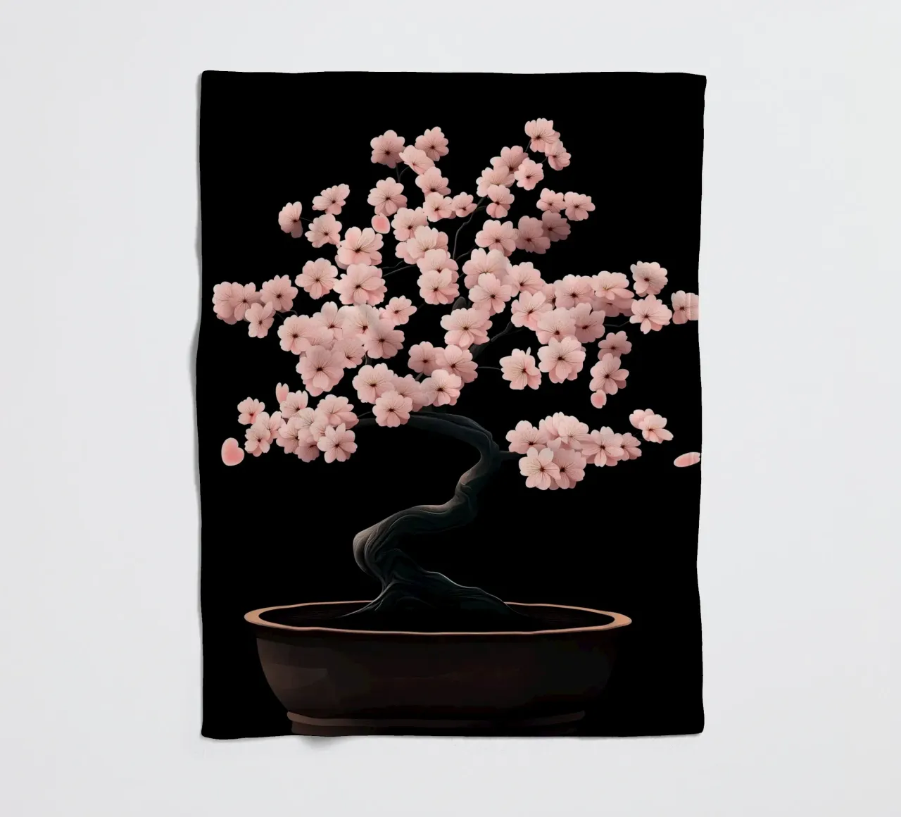 Bonsai di fiori di ciliegio in una ciotola scura coperta in pile da pixelbull - medieval art and more
